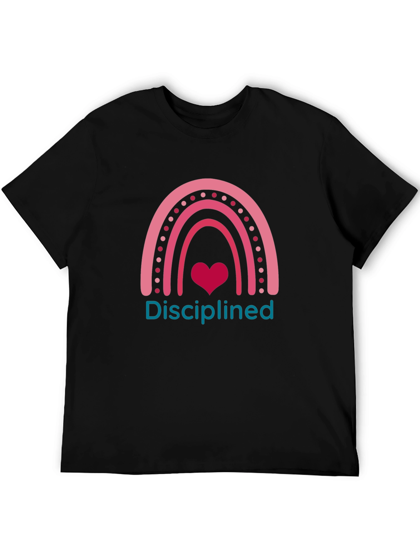 Disciplined Rainbow Heart Graphic T-Shirt