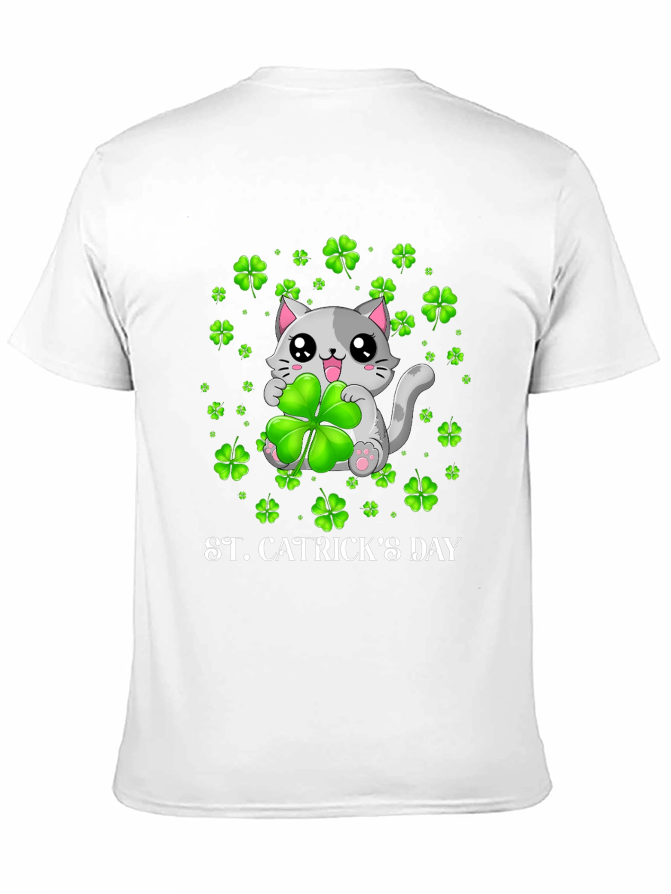 St. Catricks Day T-Shirt - Lucky Cat Clover Design