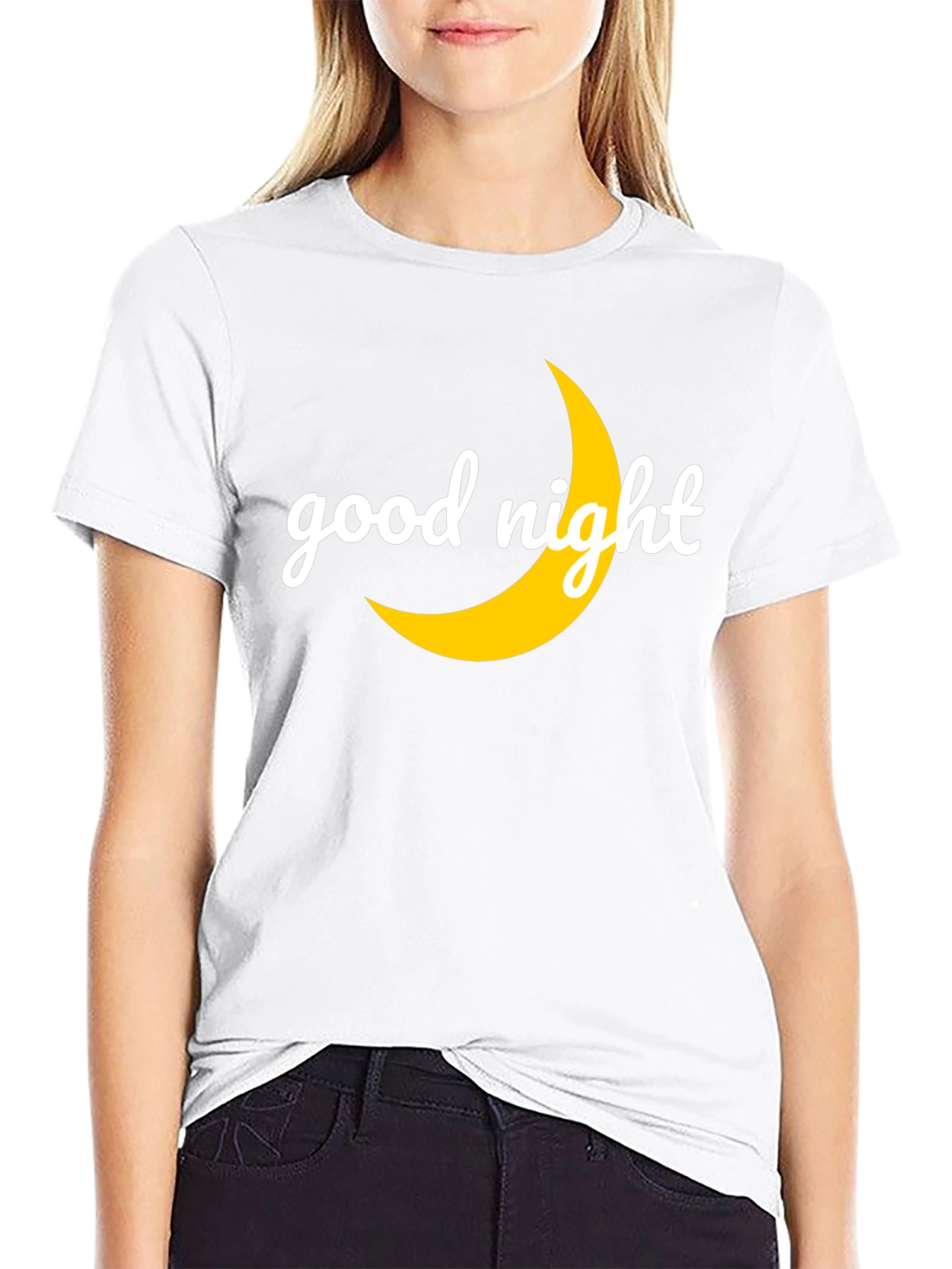 Good Night Moon Graphic Tee - Black Casual T-Shirt