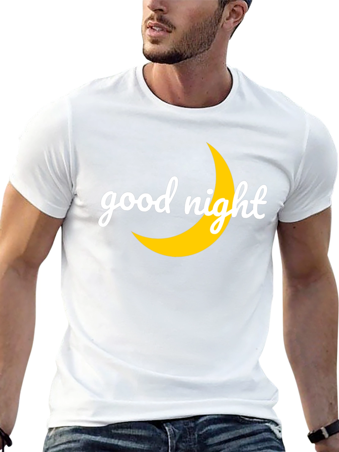 Good Night Moon Graphic Tee - Black Casual T-Shirt