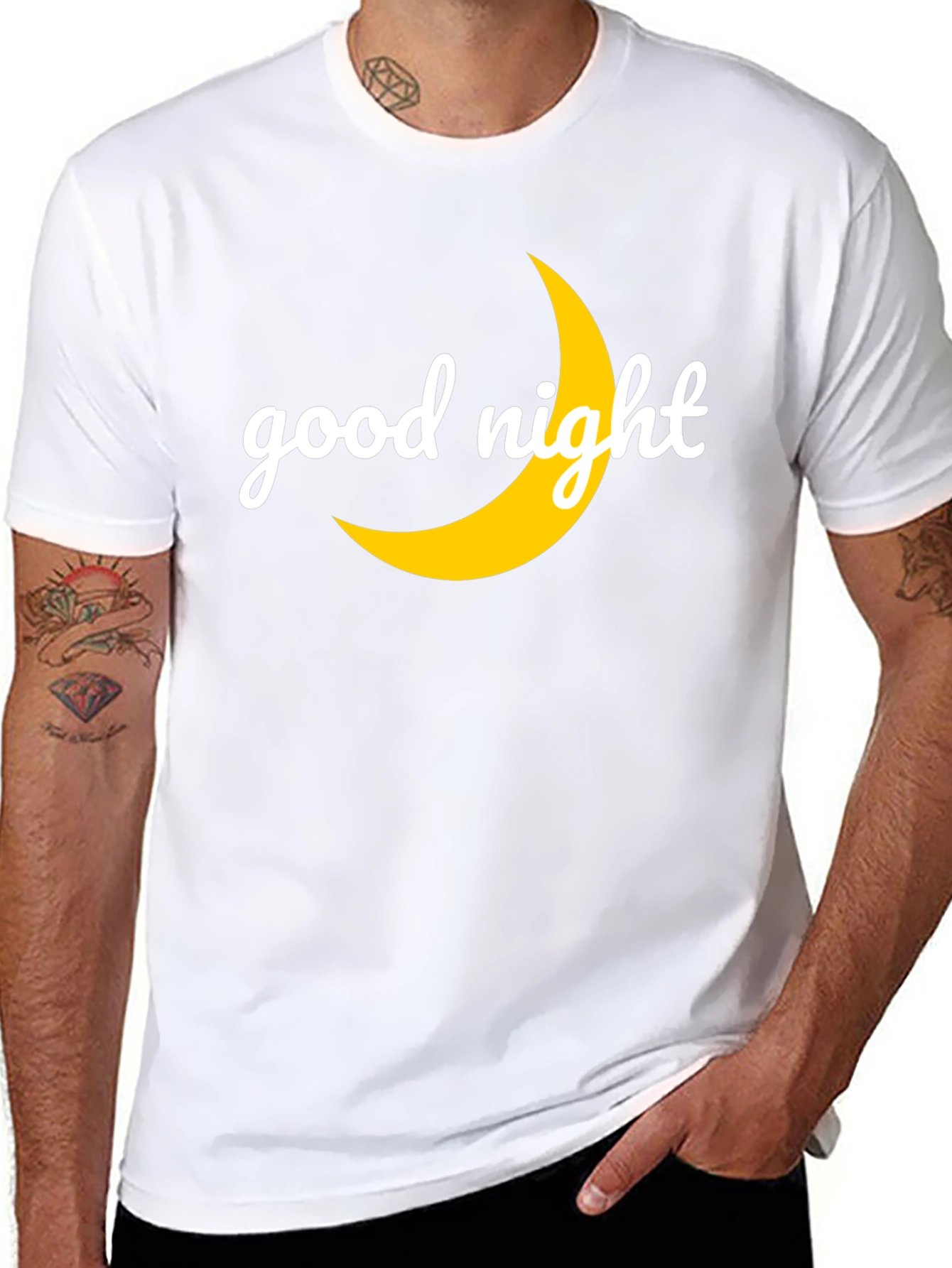 Good Night Moon Graphic Tee - Black Casual T-Shirt