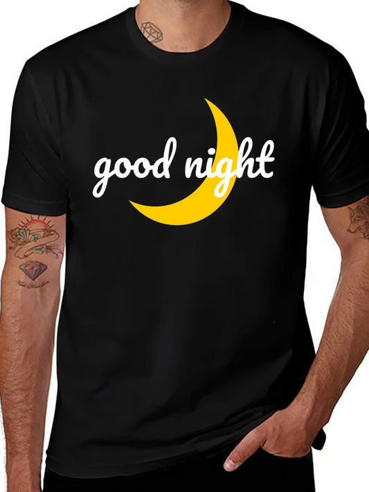 Good Night Moon Graphic Tee - Black Casual T-Shirt