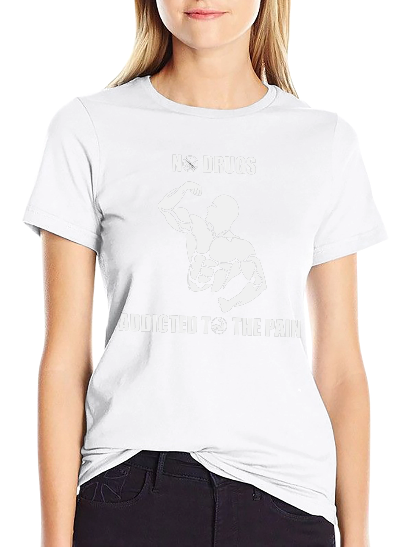 No Drugs Addicted to The Pain Black Graphic T-Shirt