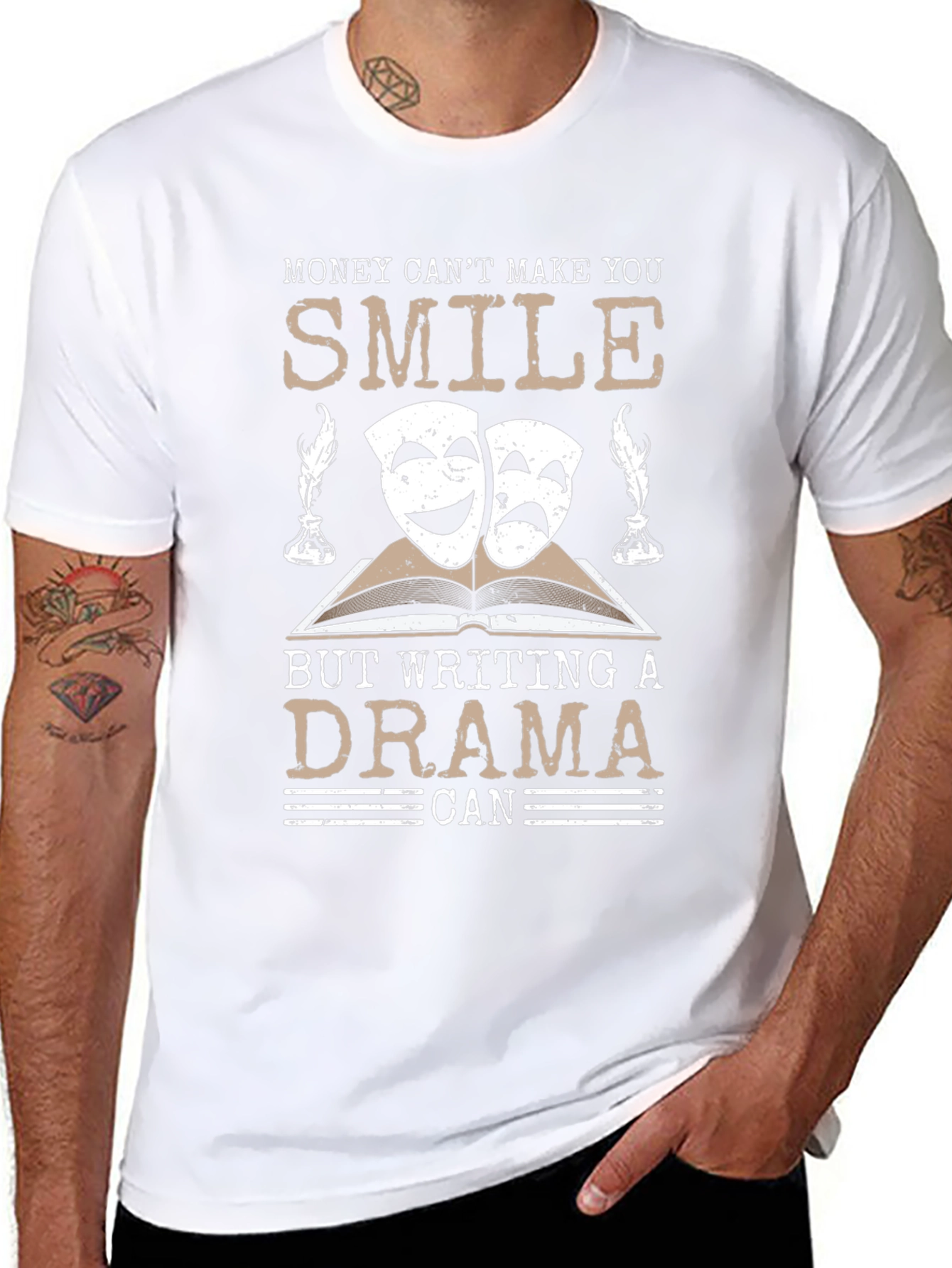 Drama Writer T-Shirt: Money Cant Buy Happiness