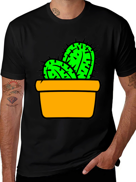 Cactus in Pot Graphic Tee - Trendy Unisex T-Shirt
