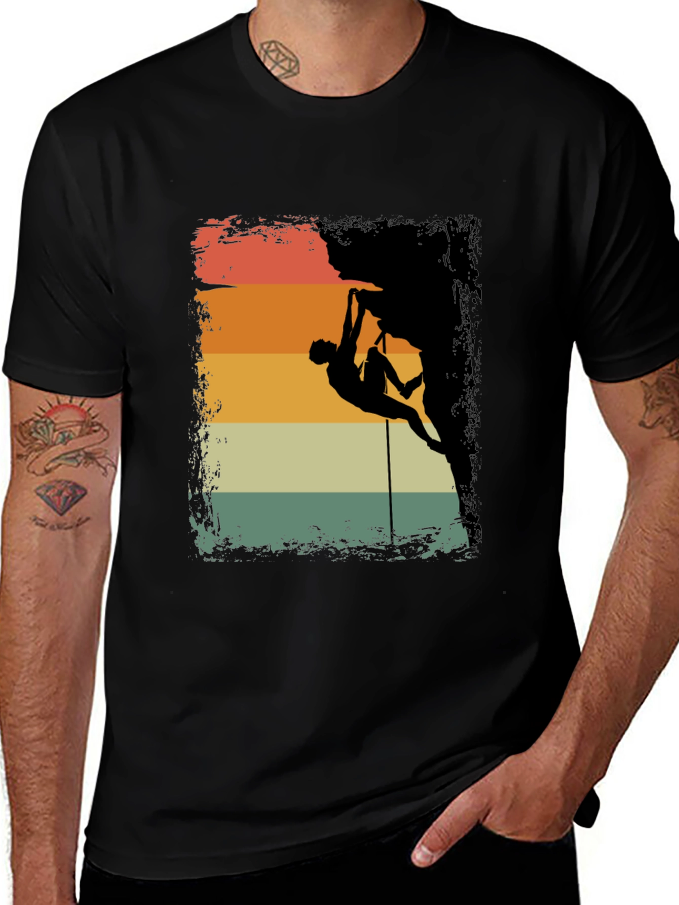 Climbing Silhouette Retro Style Graphic Tee