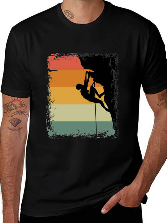 Climbing Silhouette Retro Style Graphic Tee