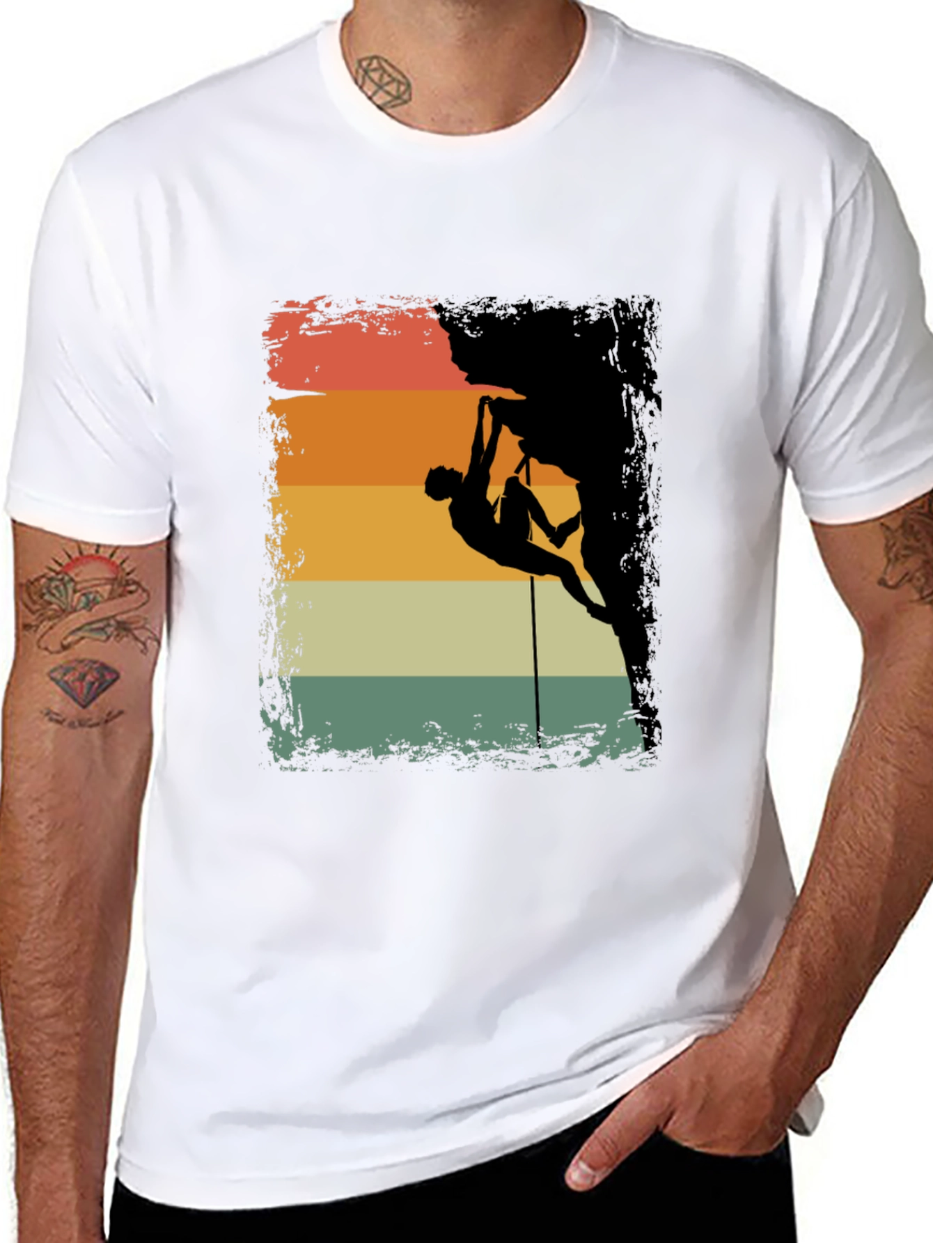 Climbing Silhouette Retro Style Graphic Tee