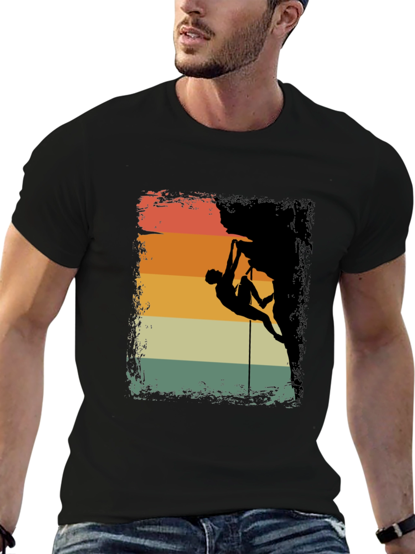 Climbing Silhouette Retro Style Graphic Tee