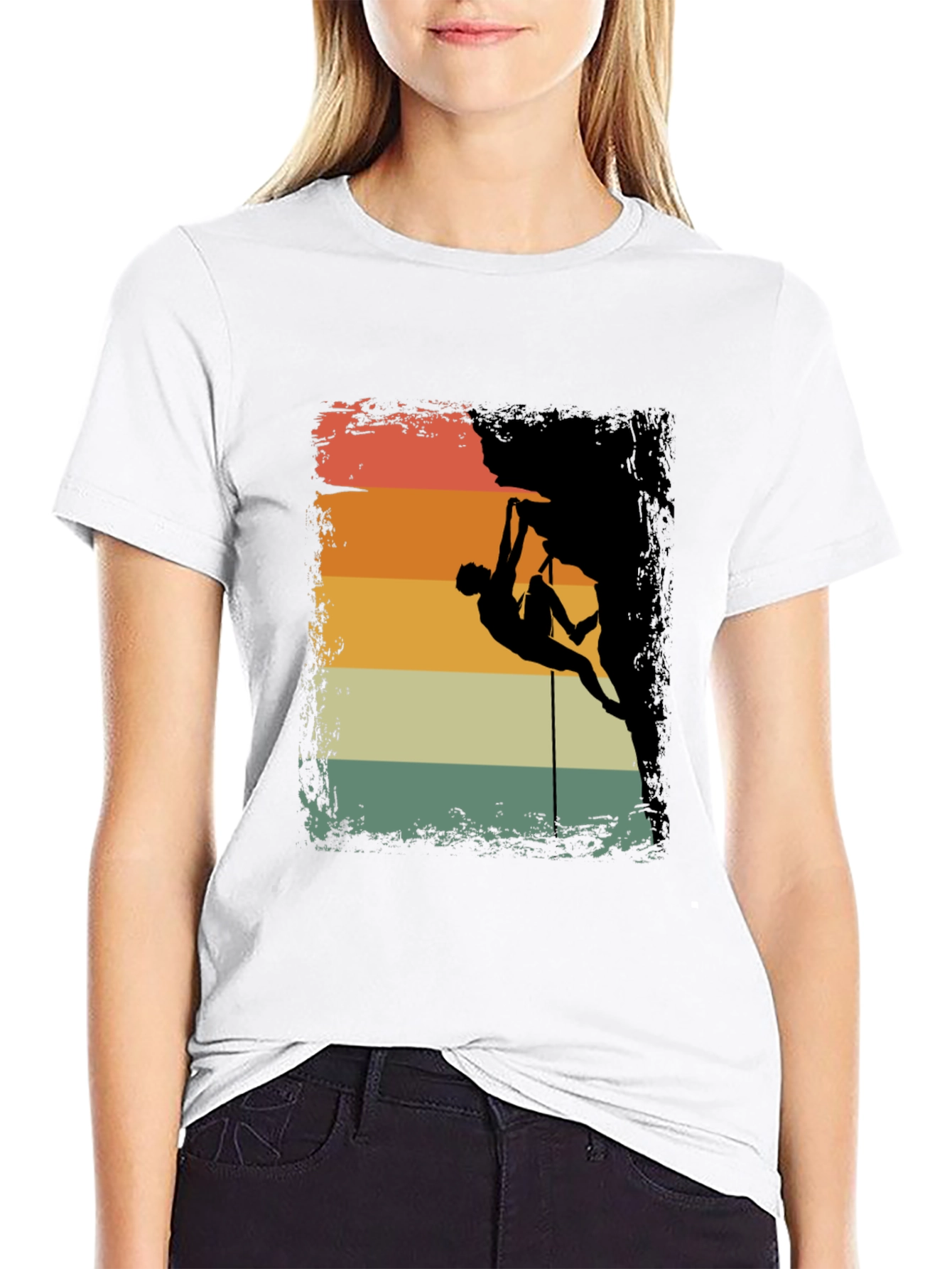 Climbing Silhouette Retro Style Graphic Tee
