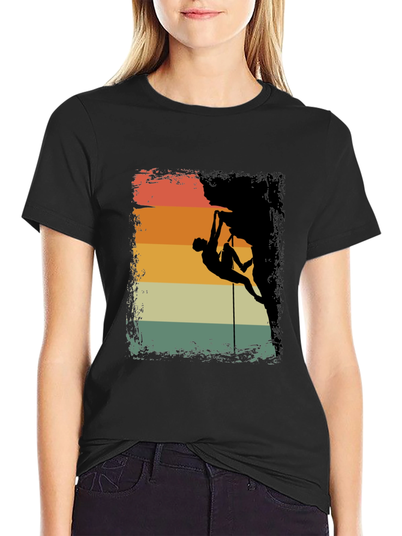 Climbing Silhouette Retro Style Graphic Tee