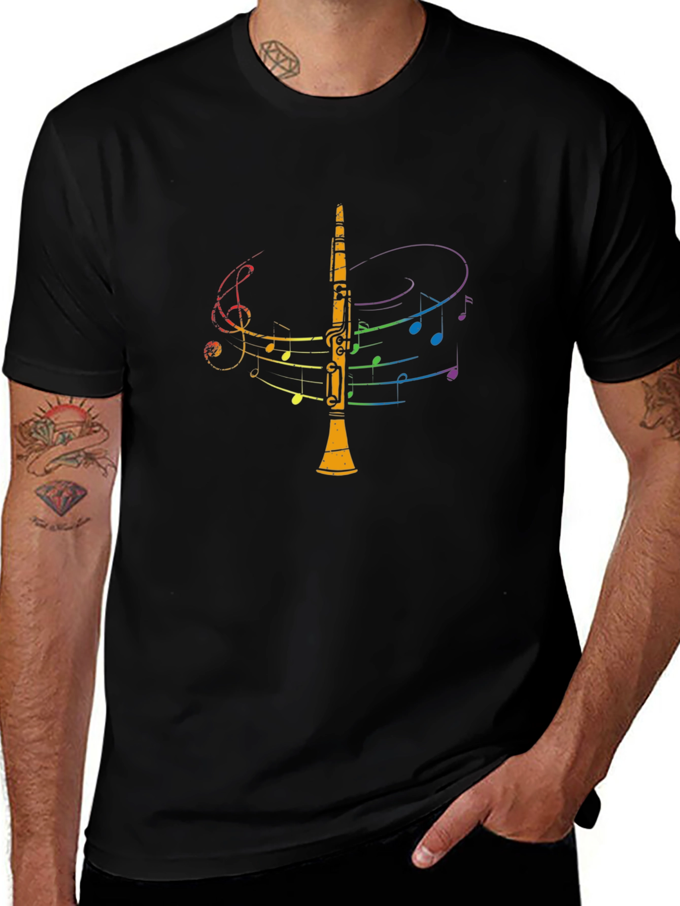 Musical Clarinet Graphic Tee - Black