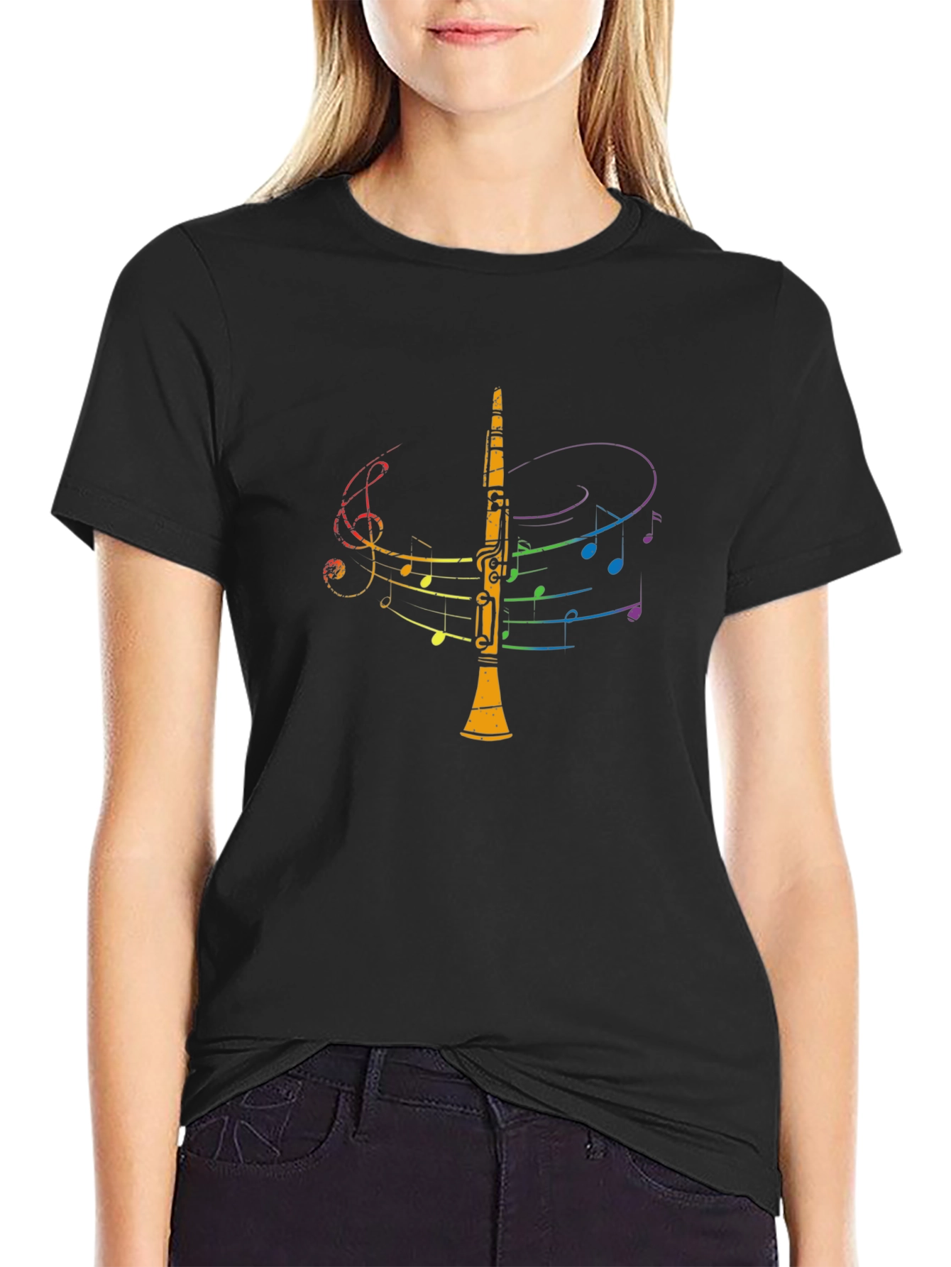 Musical Clarinet Graphic Tee - Black