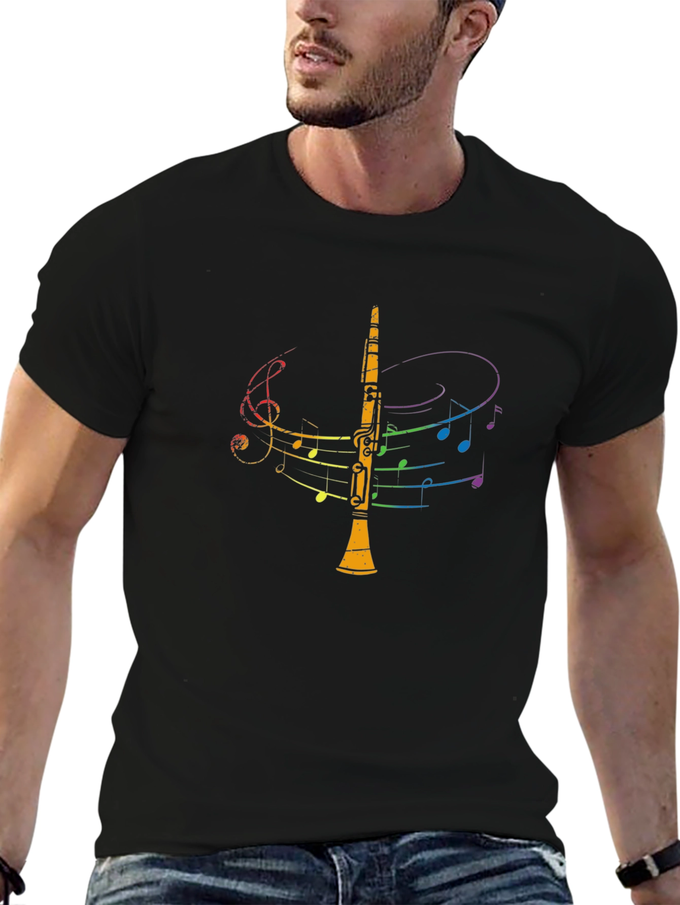 Musical Clarinet Graphic Tee - Black