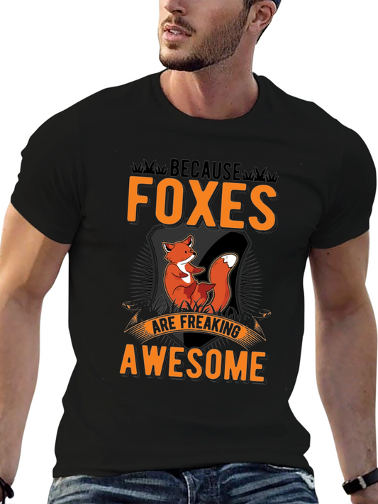 Foxes Are Awesome Black Graphic Tee