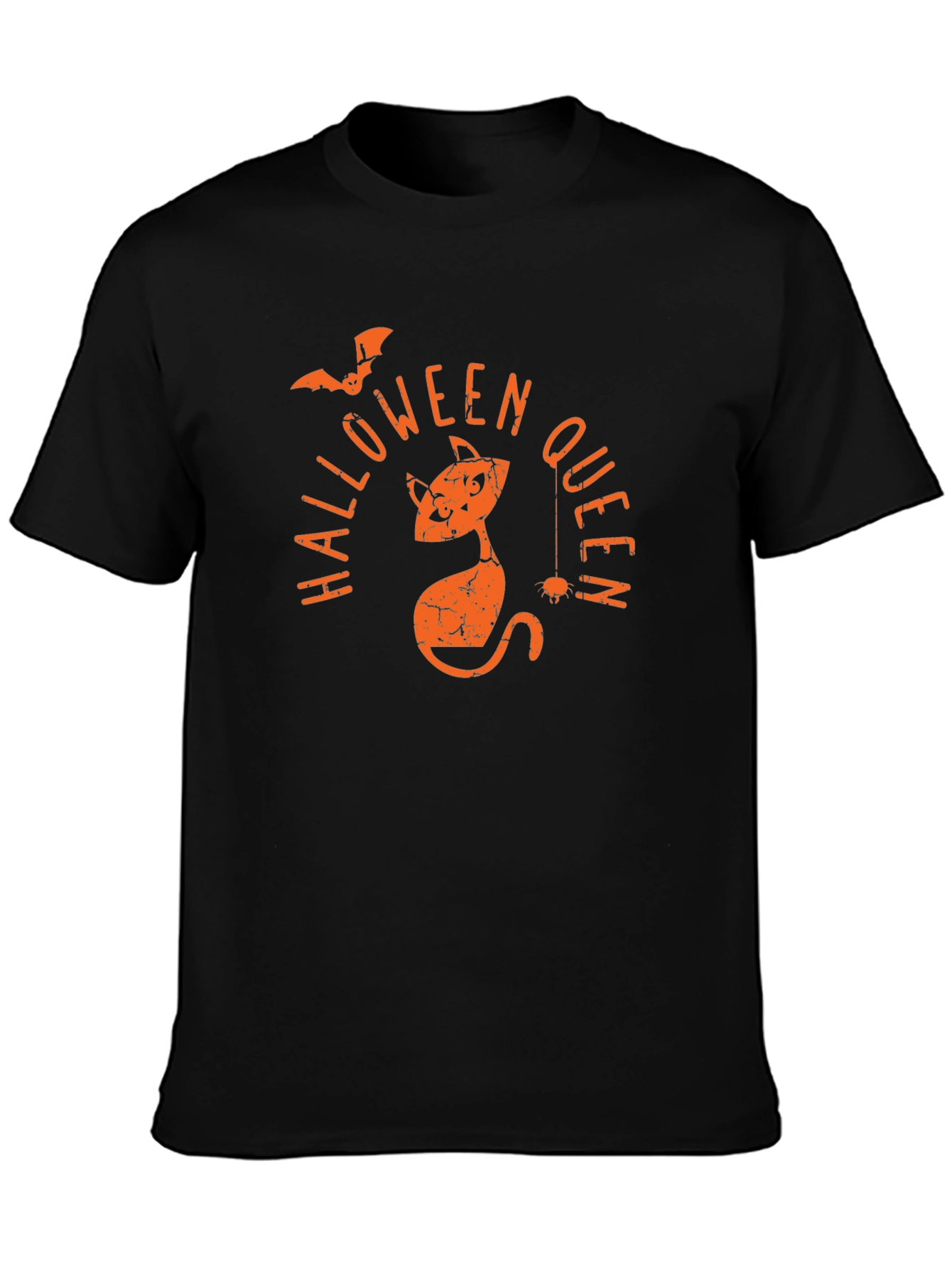 Halloween Queen T-Shirt - Black Cat & Bat Design