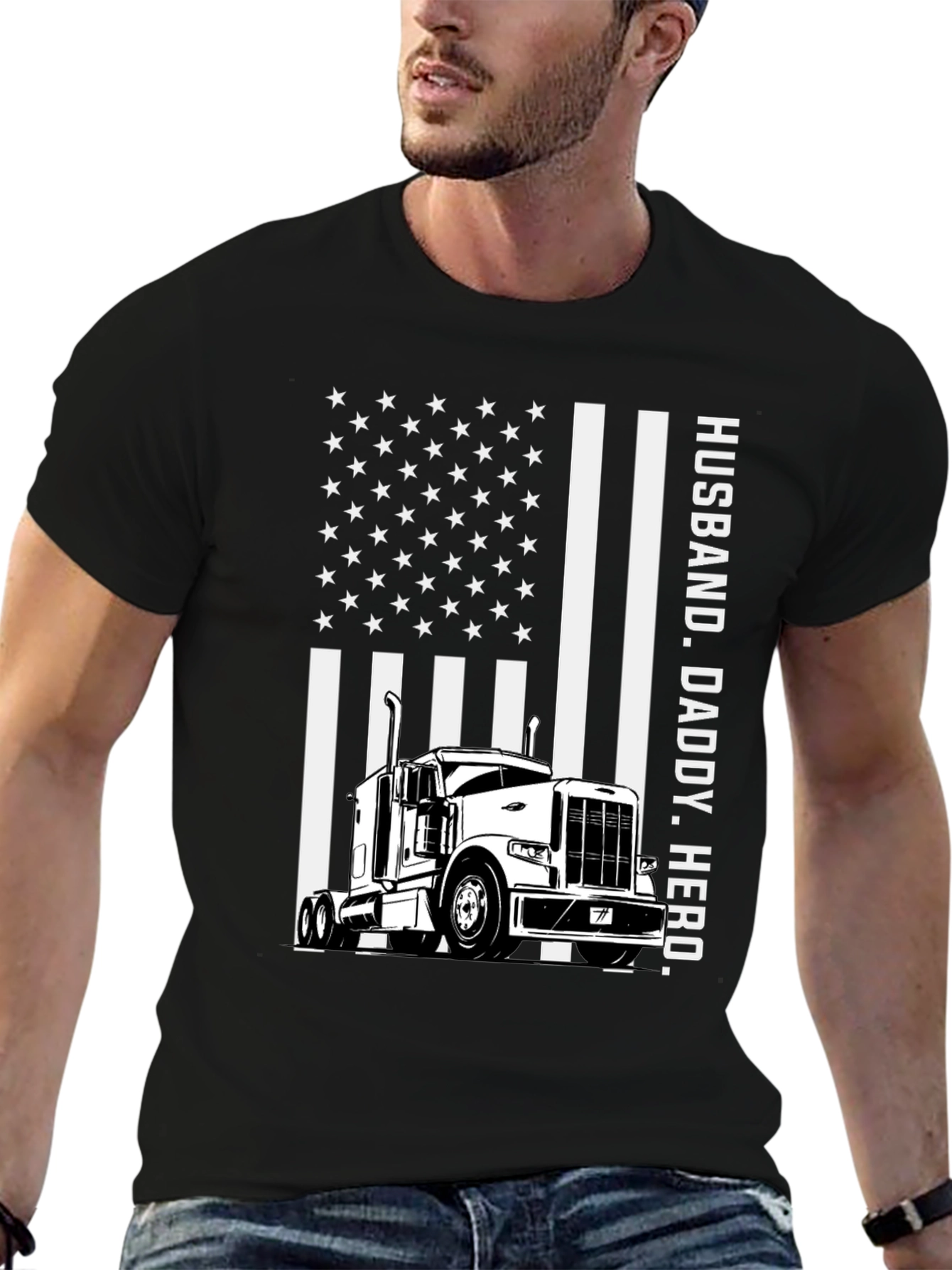 Husband Daddy Hero Trucker T-Shirt