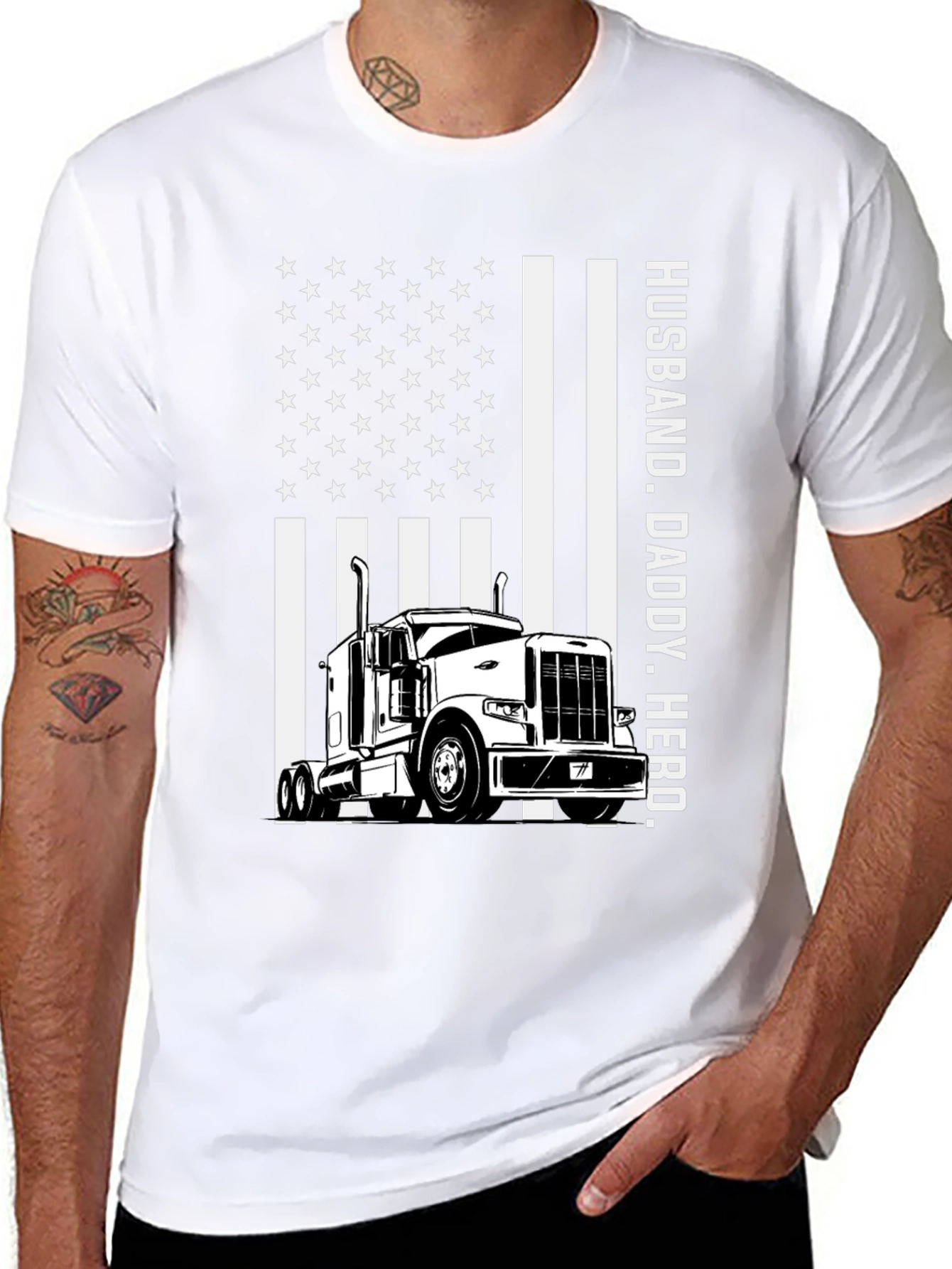 Husband Daddy Hero Trucker T-Shirt