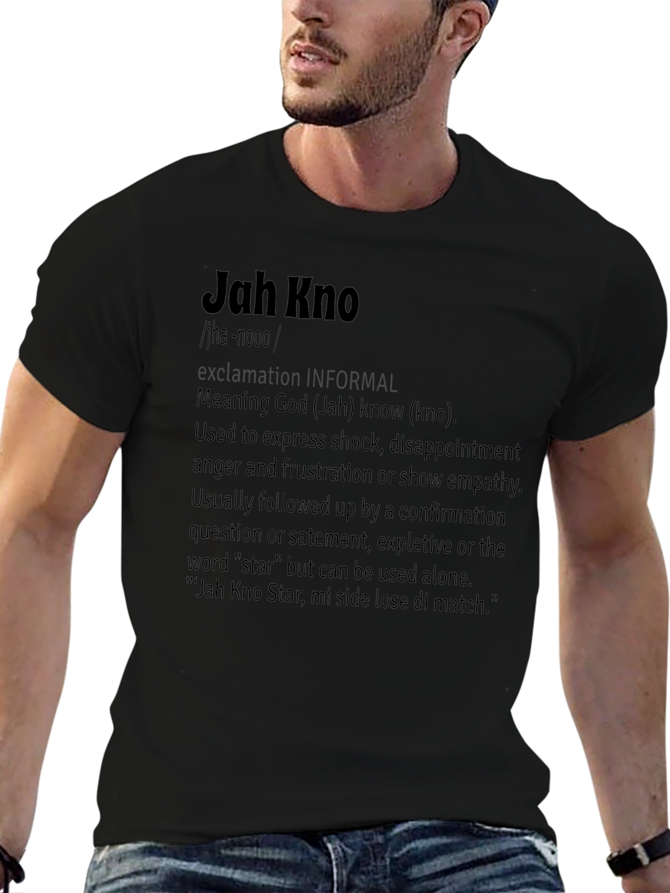 Jah Kno Definition Black T-Shirt - Jamaican Slang