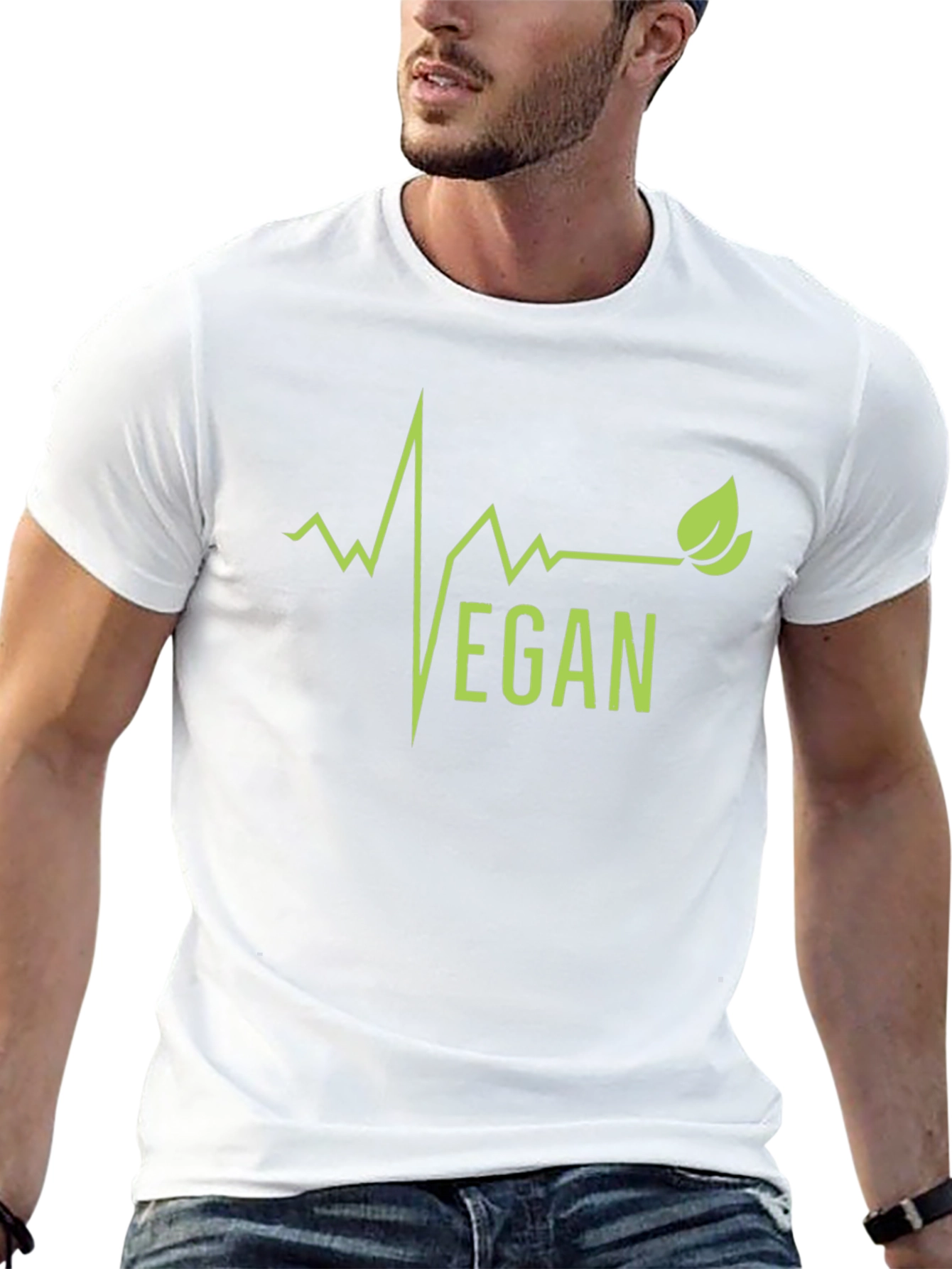 Vegan Lifebeat Graphic Tee - Black Cotton T-Shirt