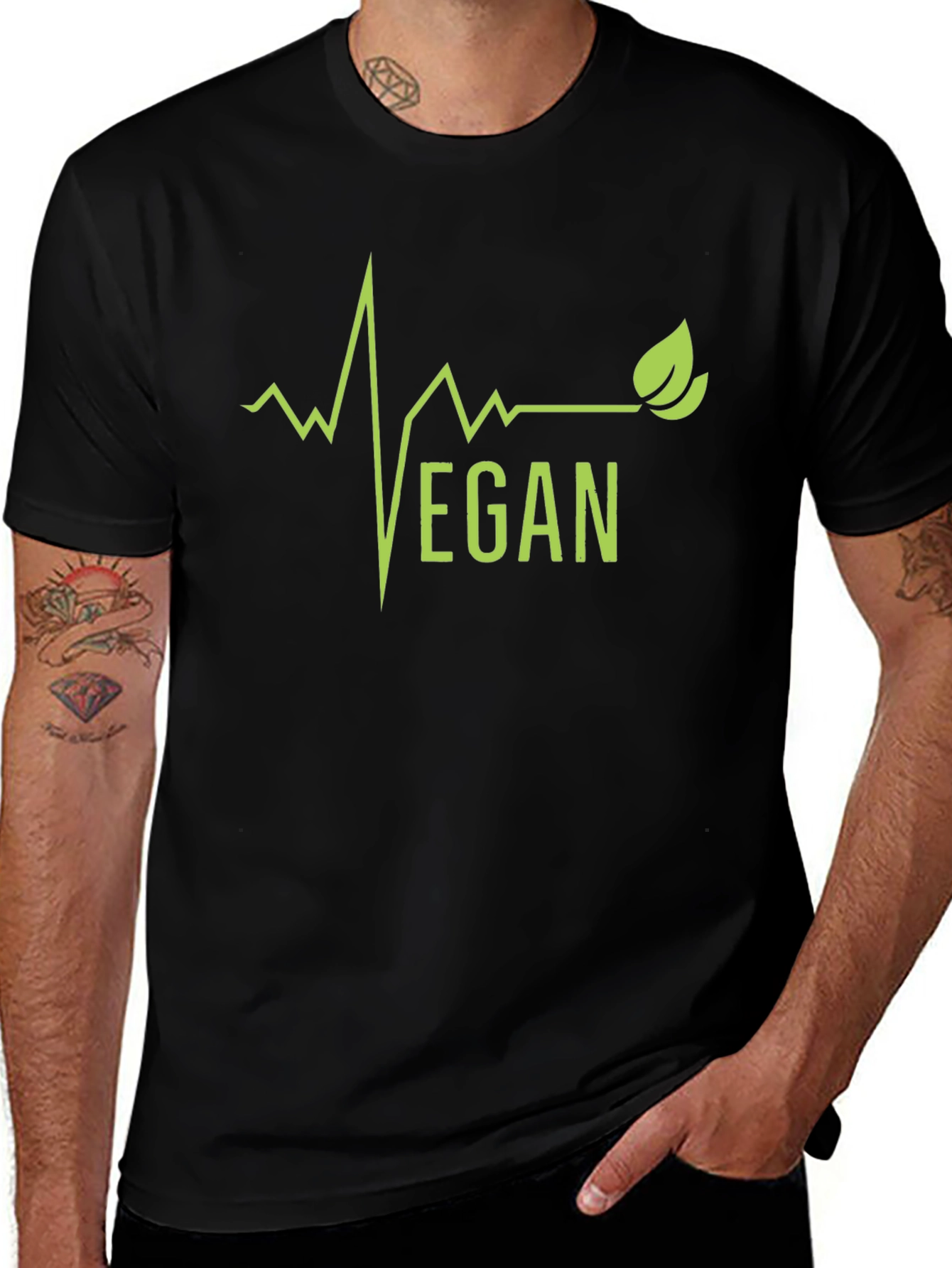 Vegan Lifebeat Graphic Tee - Black Cotton T-Shirt