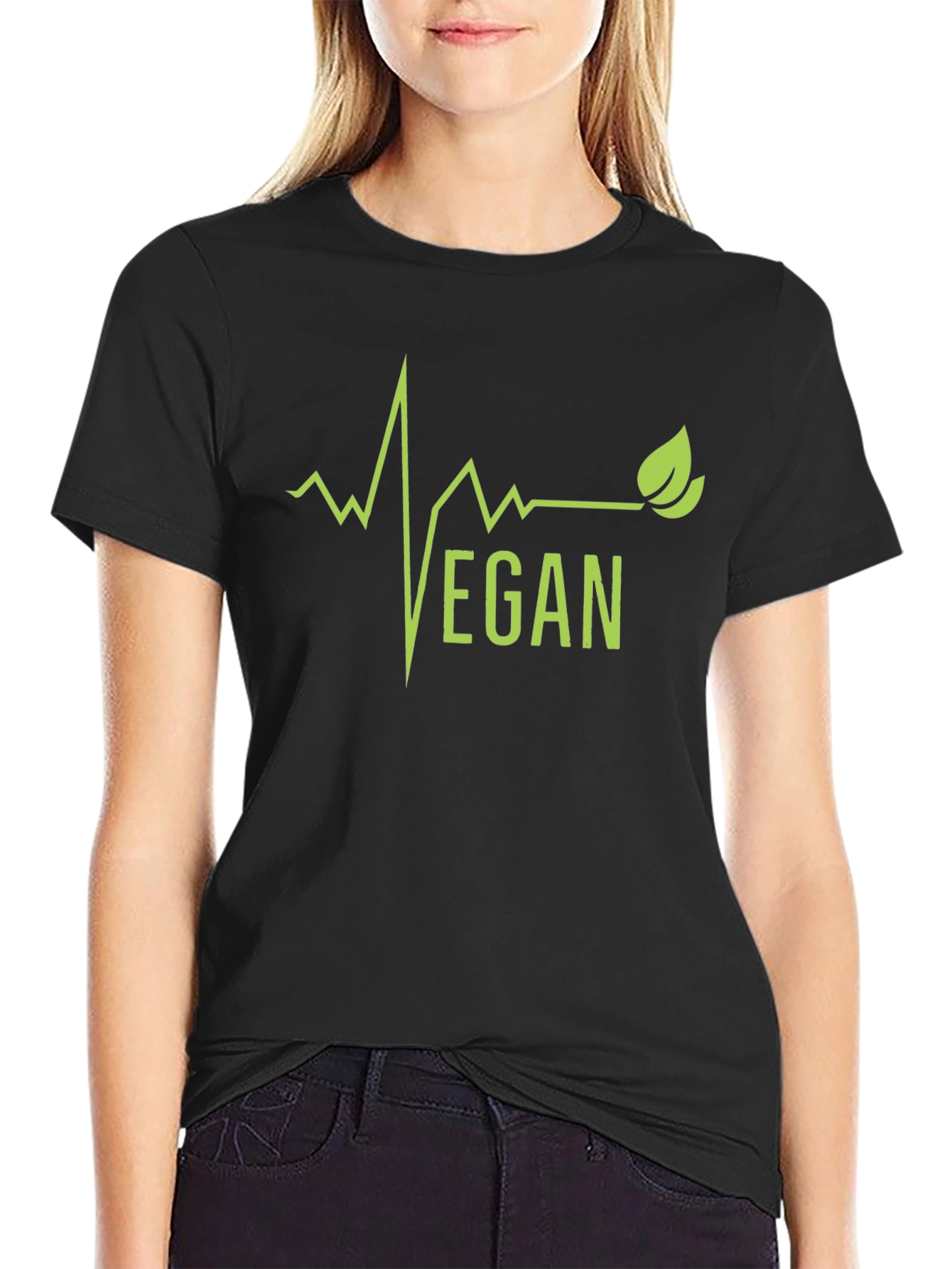 Vegan Lifebeat Graphic Tee - Black Cotton T-Shirt