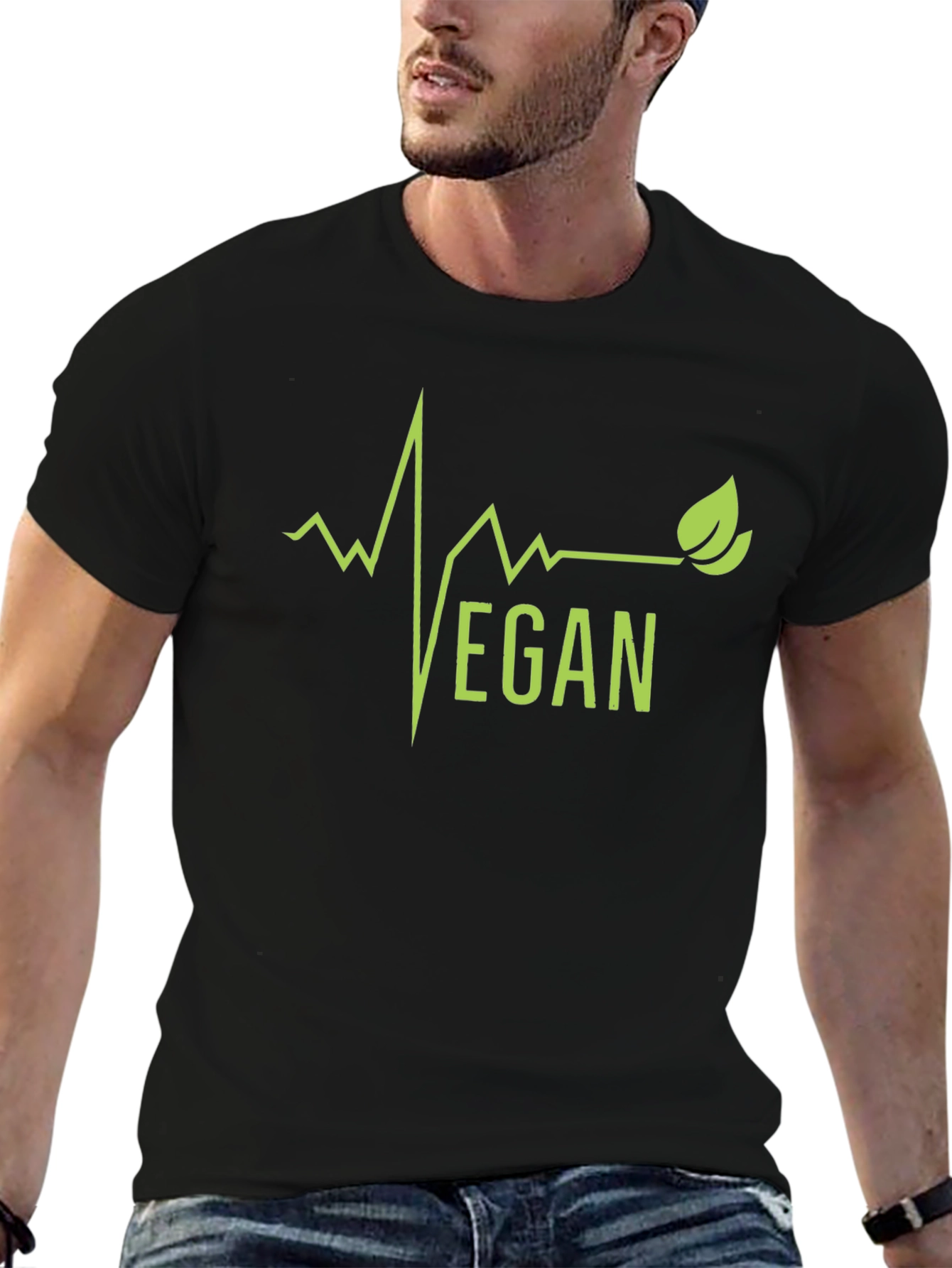 Vegan Lifebeat Graphic Tee - Black Cotton T-Shirt
