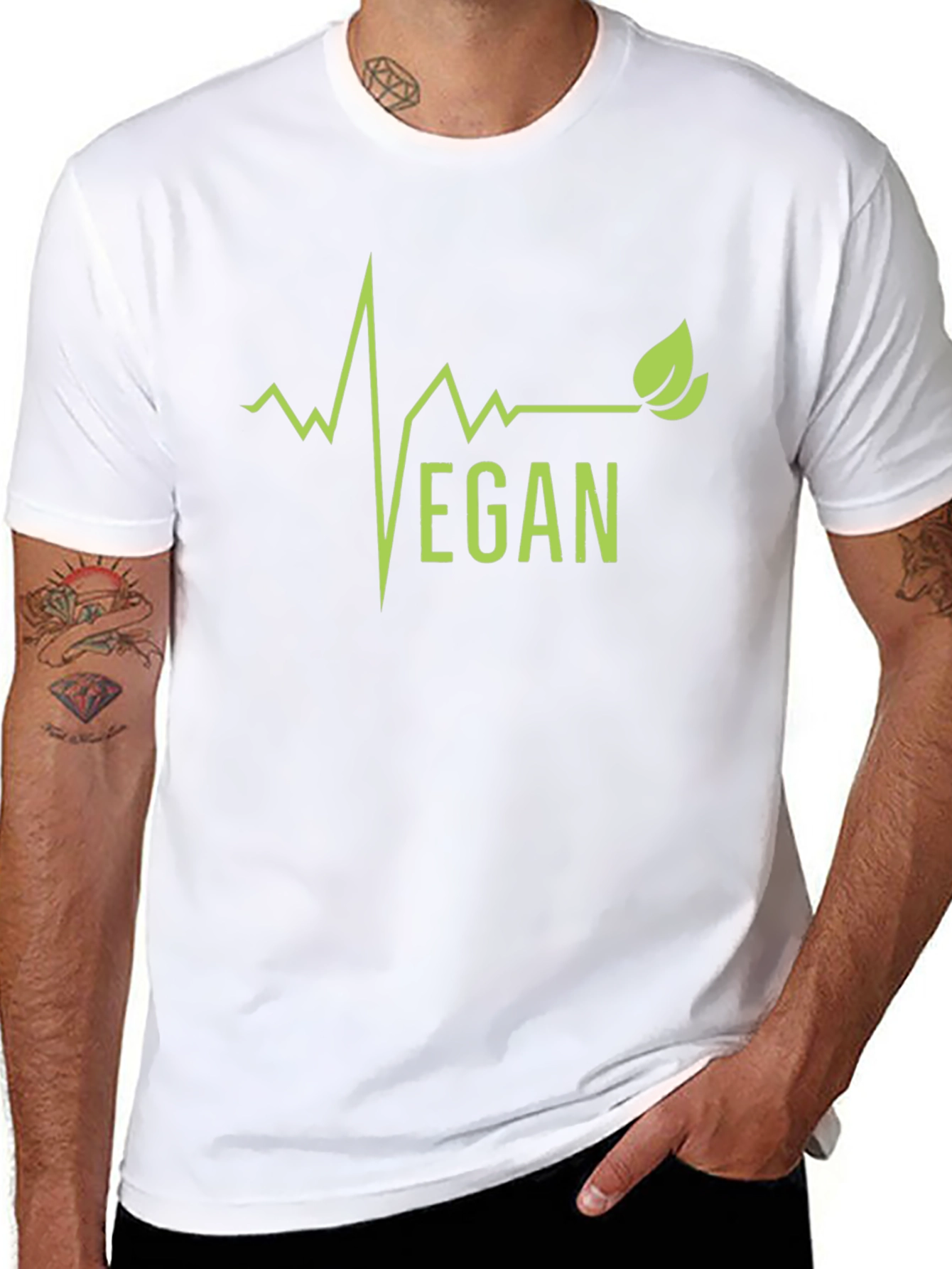 Vegan Lifebeat Graphic Tee - Black Cotton T-Shirt