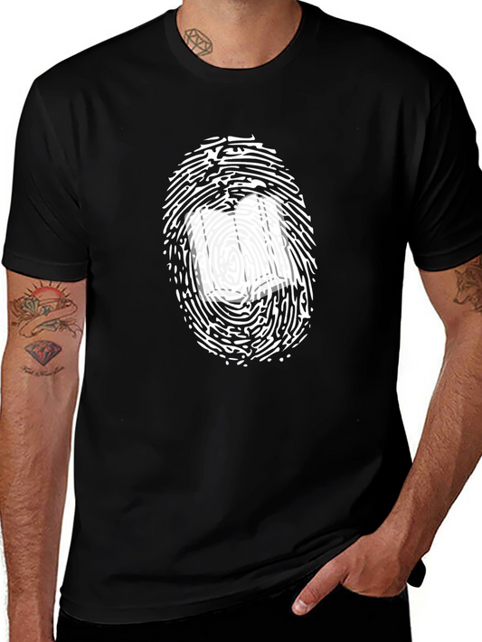 Unique Bookworm Fingerprint Graphic T-Shirt