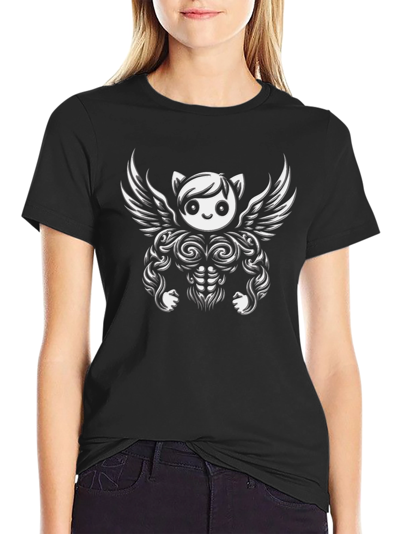 Funny Cartoon Angel Gym Bodybuilder T-Shirt