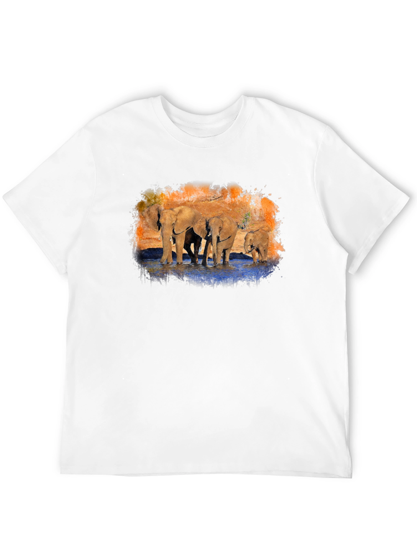 Elephant Family Graphic Print Black T-Shirt