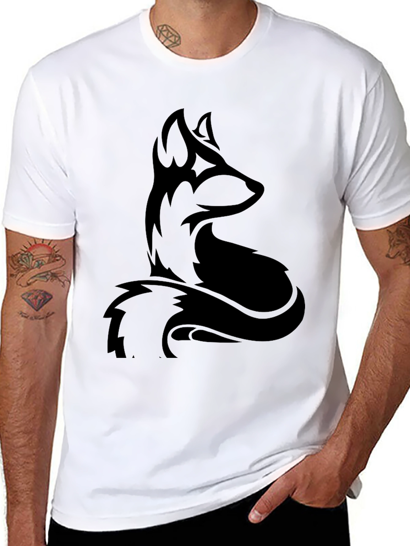 Stylish Black Fox Graphic T-Shirt