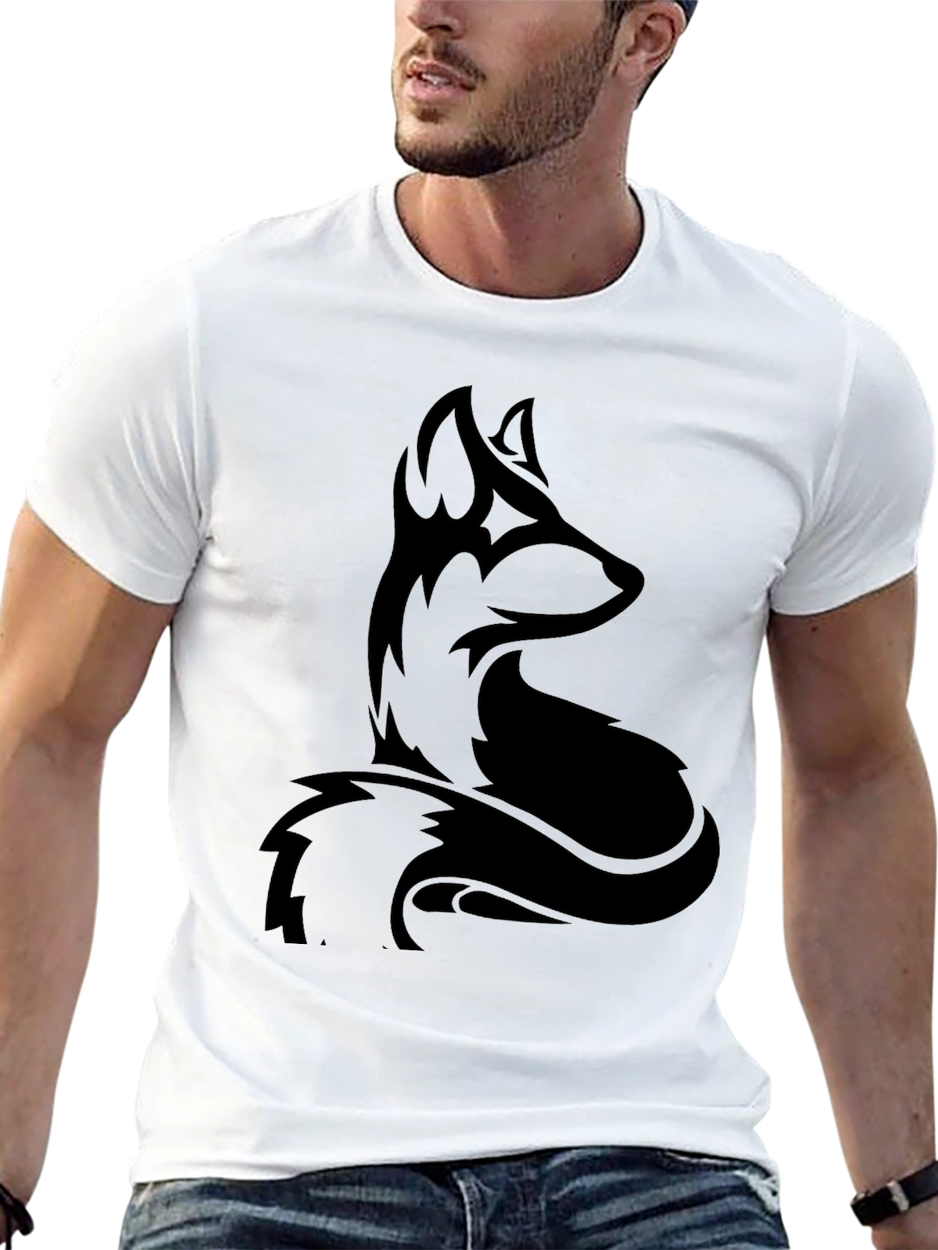 Stylish Black Fox Graphic T-Shirt