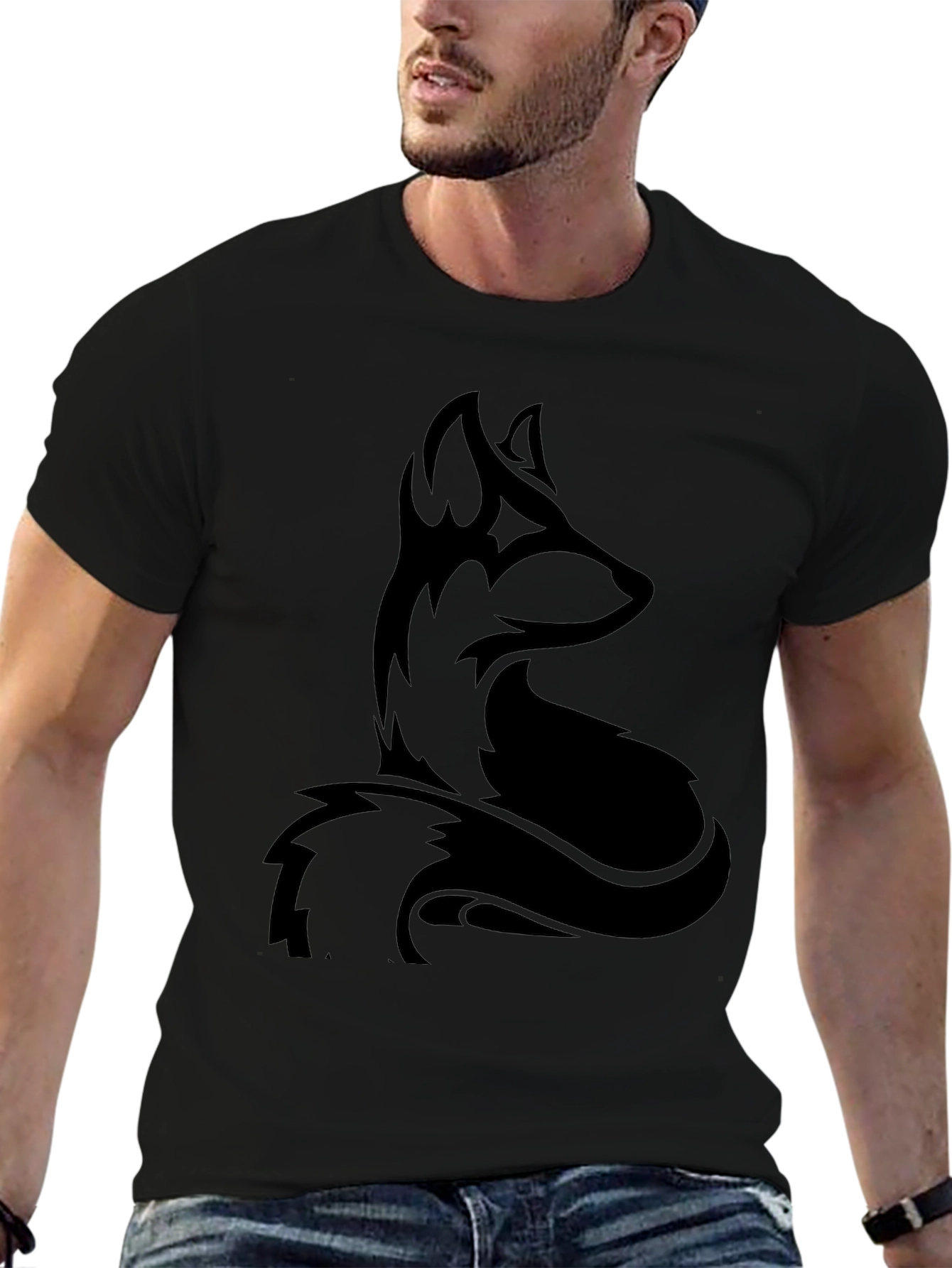 Stylish Black Fox Graphic T-Shirt