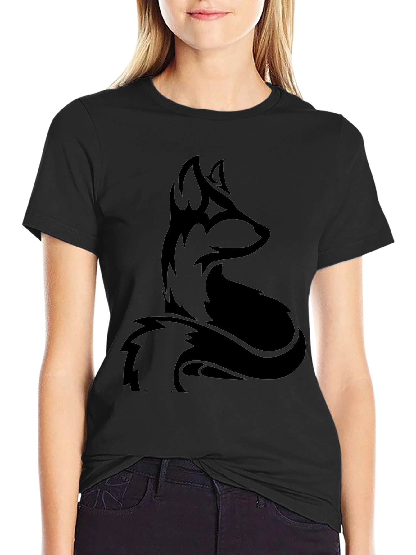 Stylish Black Fox Graphic T-Shirt