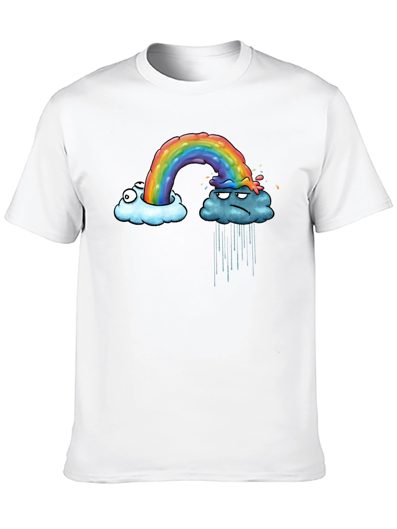 Rainbow Cloud Graphic Print Black T-Shirt
