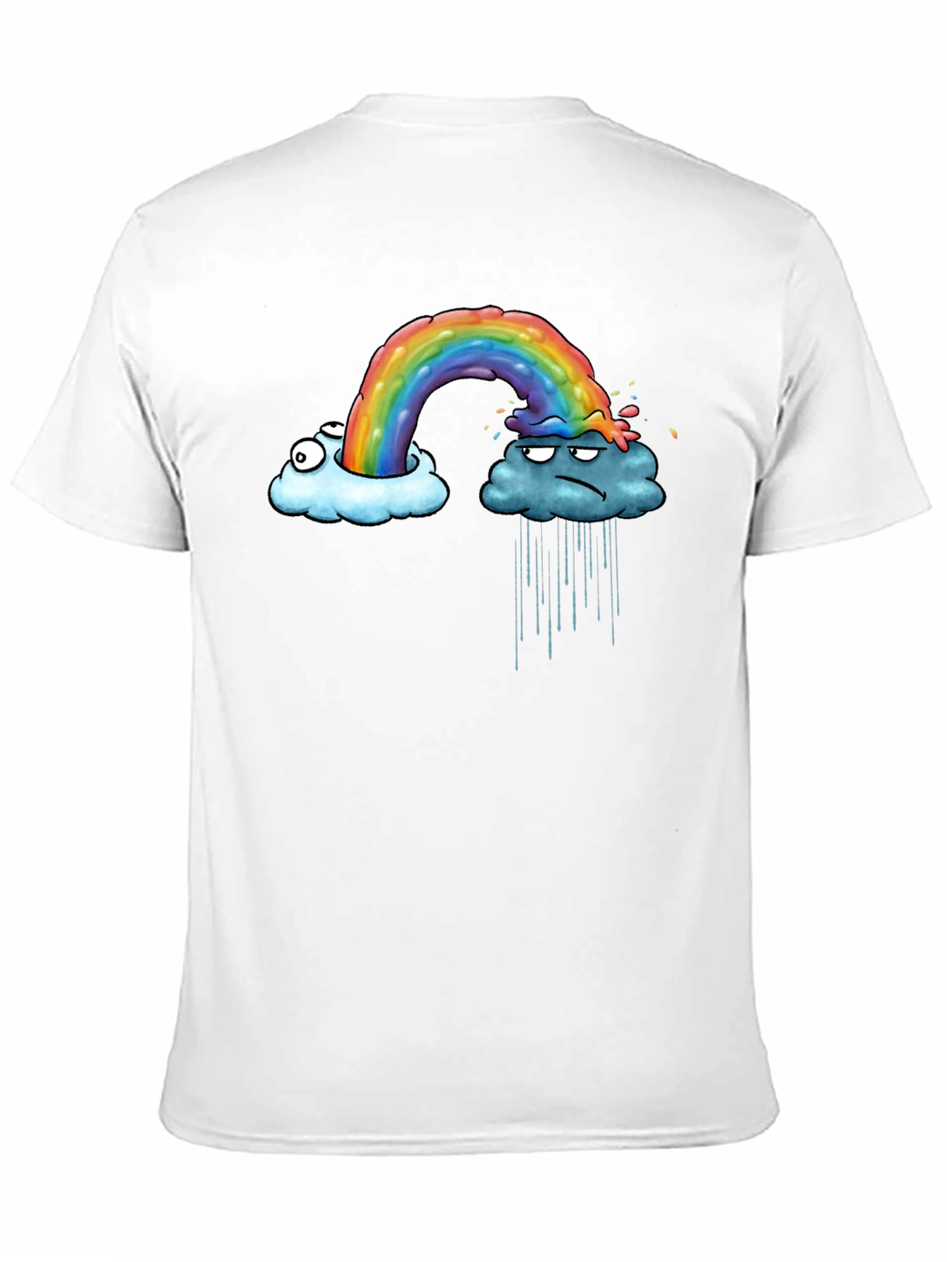 Rainbow Cloud Graphic Print Black T-Shirt