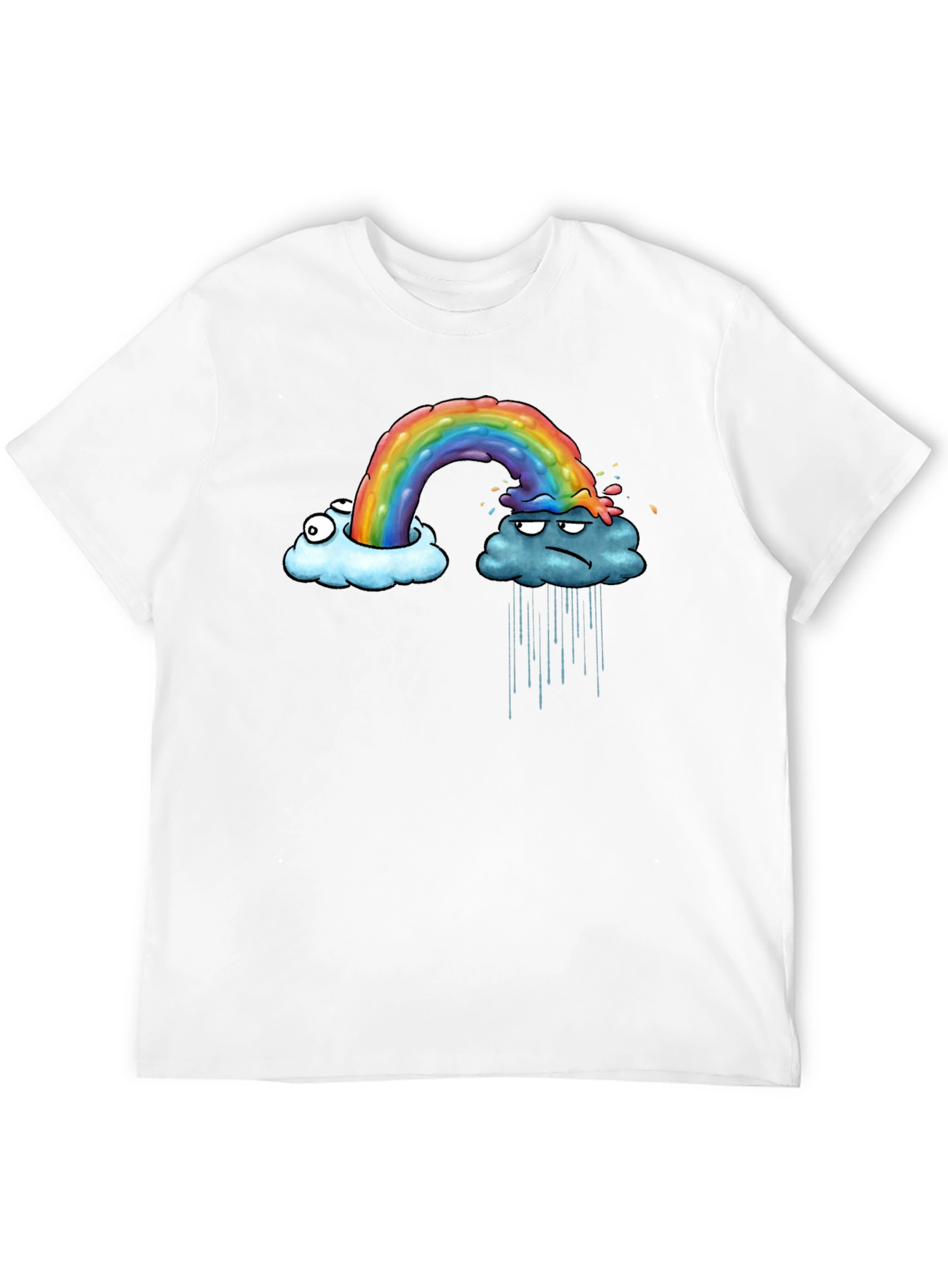 Rainbow Cloud Graphic Print Black T-Shirt