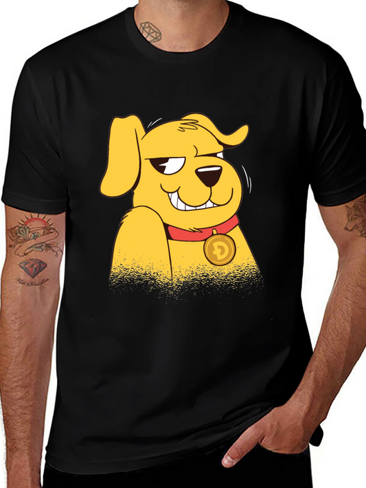 Doge Crypto Cartoon Black T-Shirt