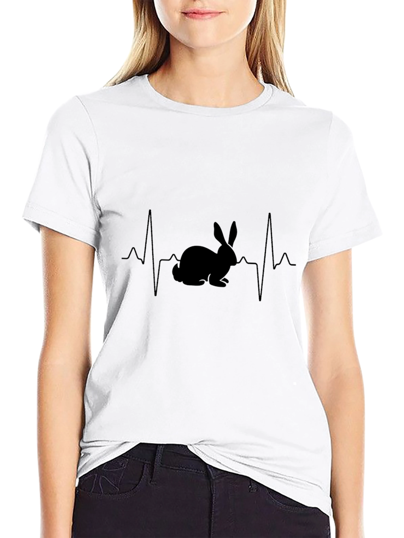 Rabbit Heartbeat Black T-Shirt