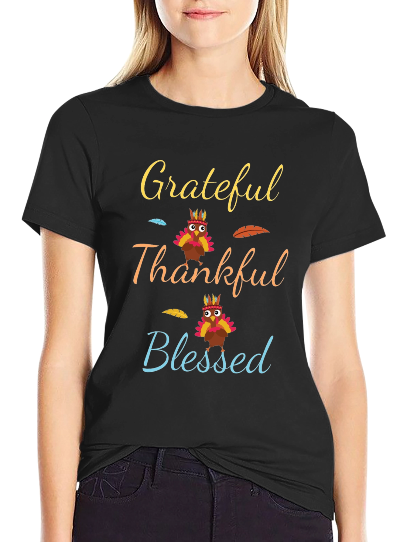 Grateful Thankful Blessed Thanksgiving T-Shirt