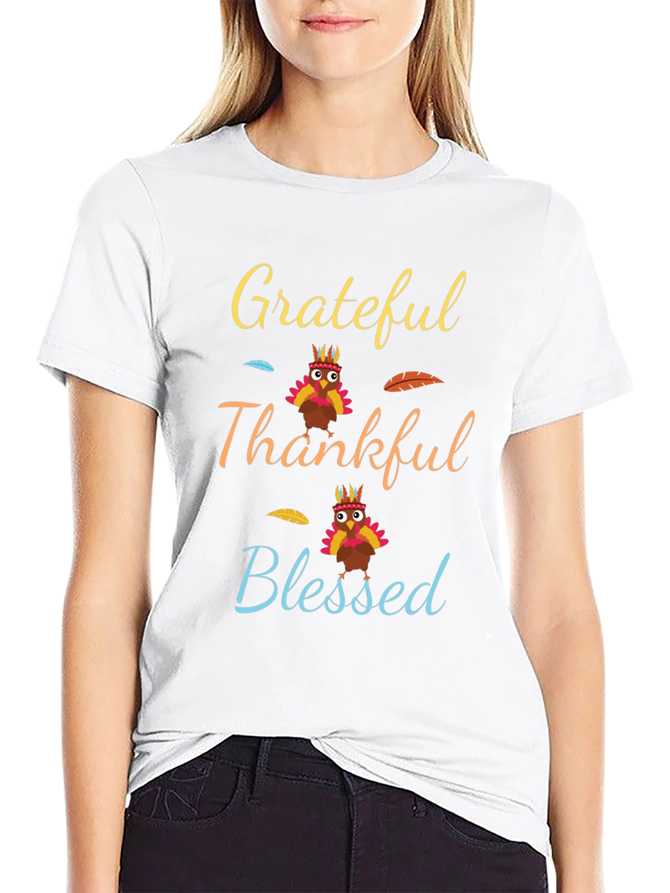 Grateful Thankful Blessed Thanksgiving T-Shirt