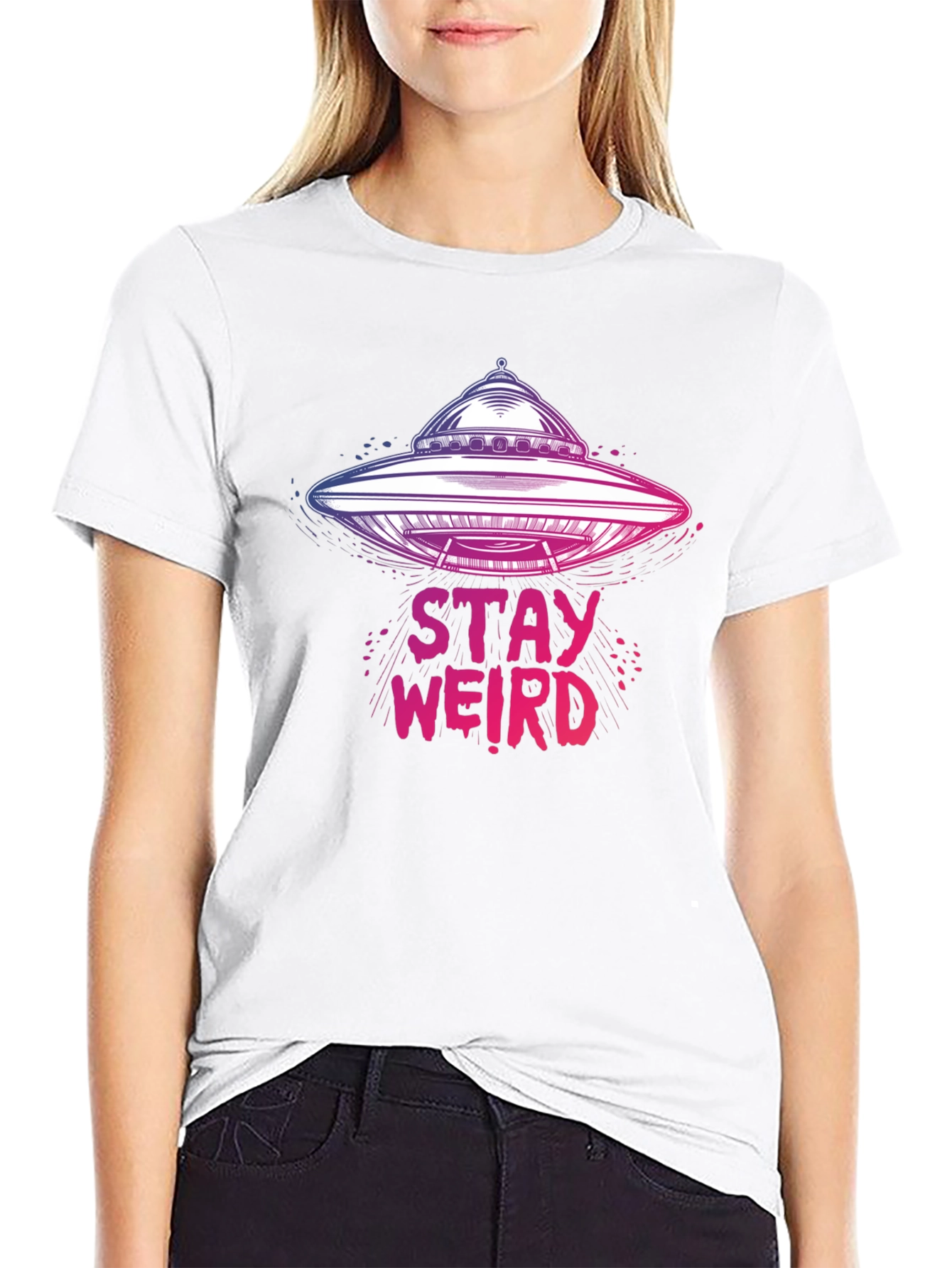 Stay Weird UFO Graphic Tee - Unique Novelty T-Shirt