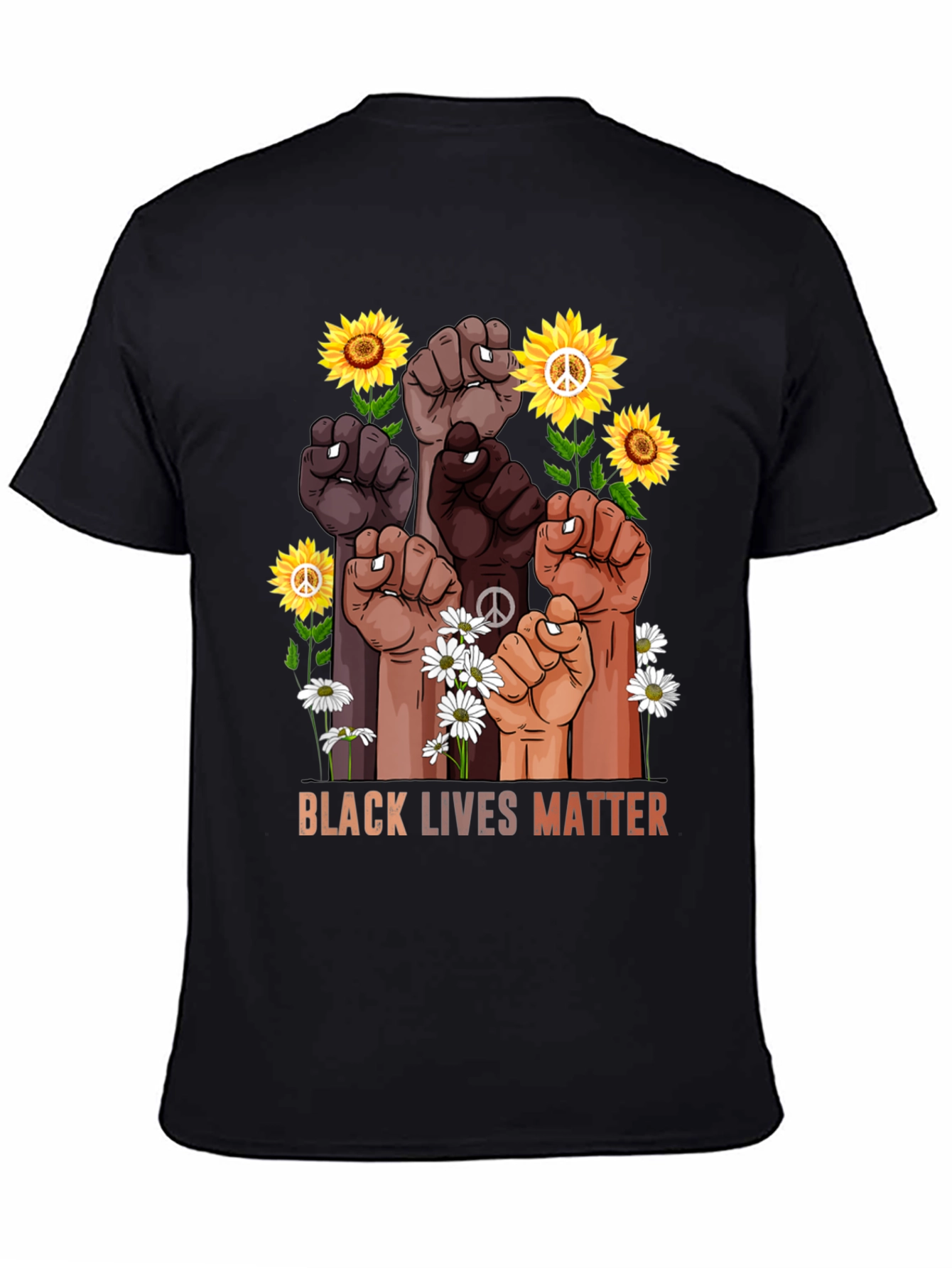 BLM Fist Flowers Graphic T-Shirt