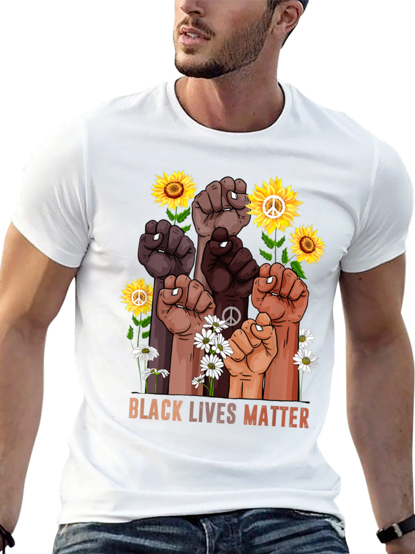 BLM Fist Flowers Graphic T-Shirt