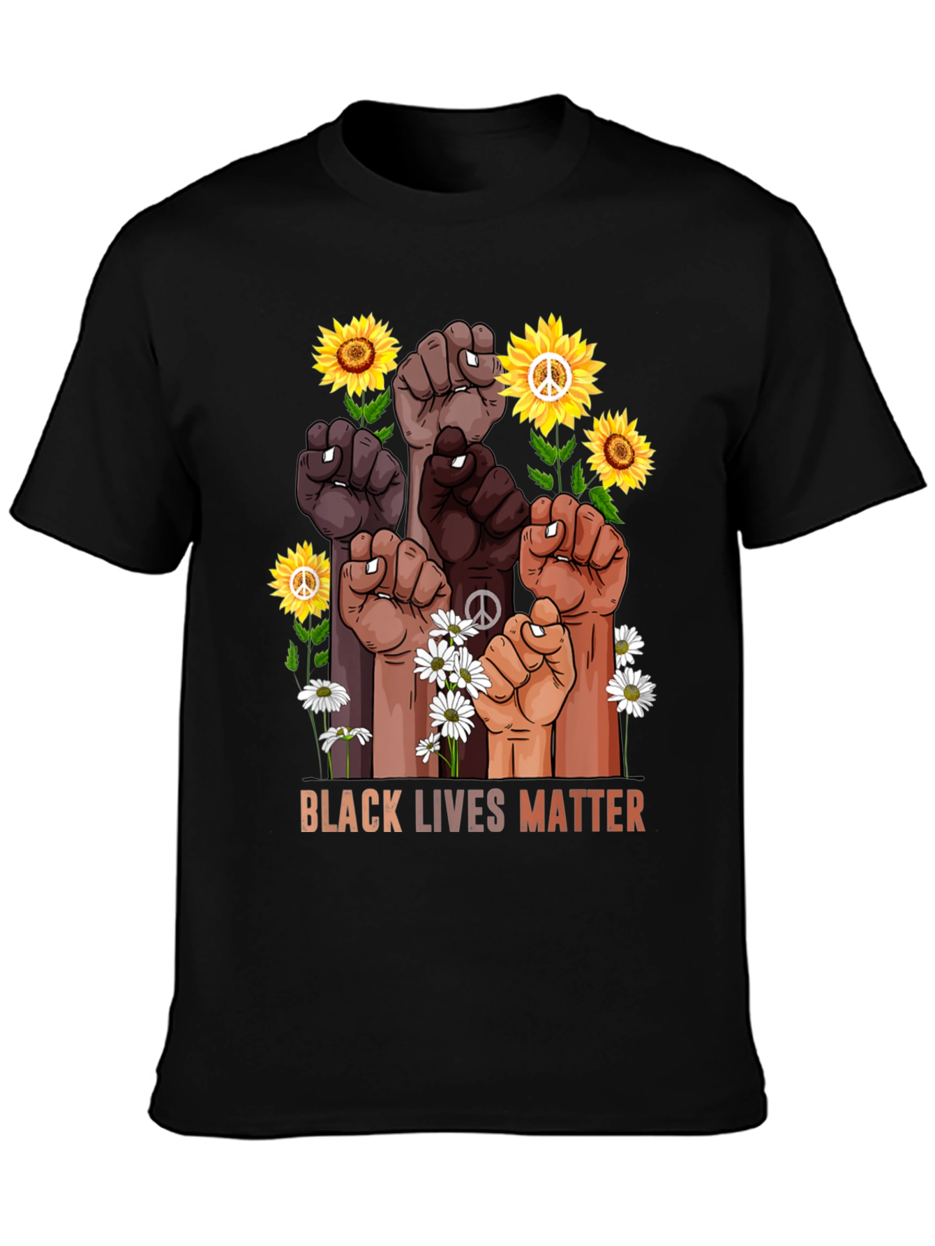 BLM Fist Flowers Graphic T-Shirt