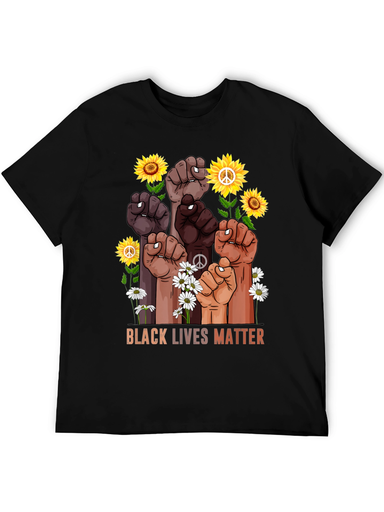 BLM Fist Flowers Graphic T-Shirt