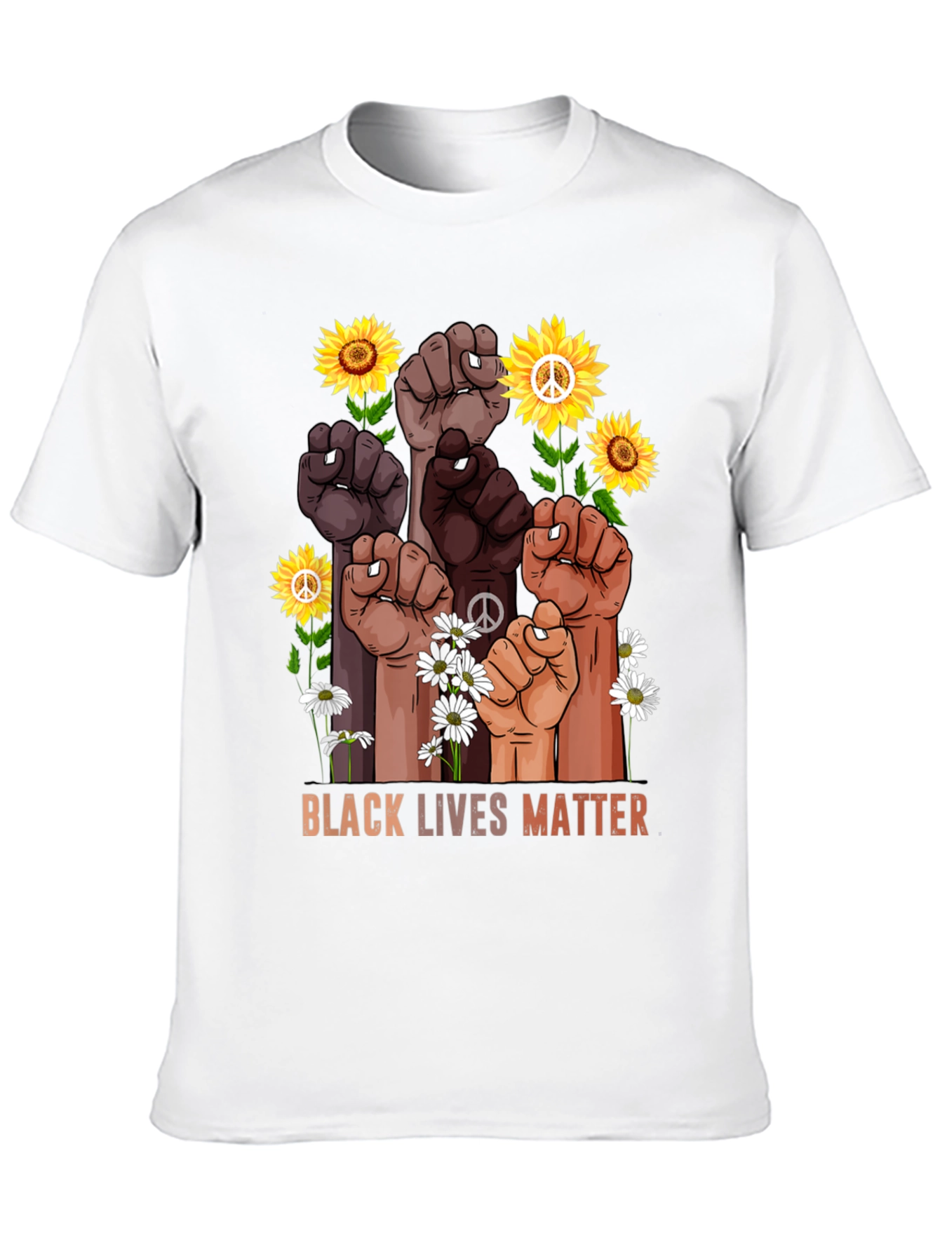 BLM Fist Flowers Graphic T-Shirt