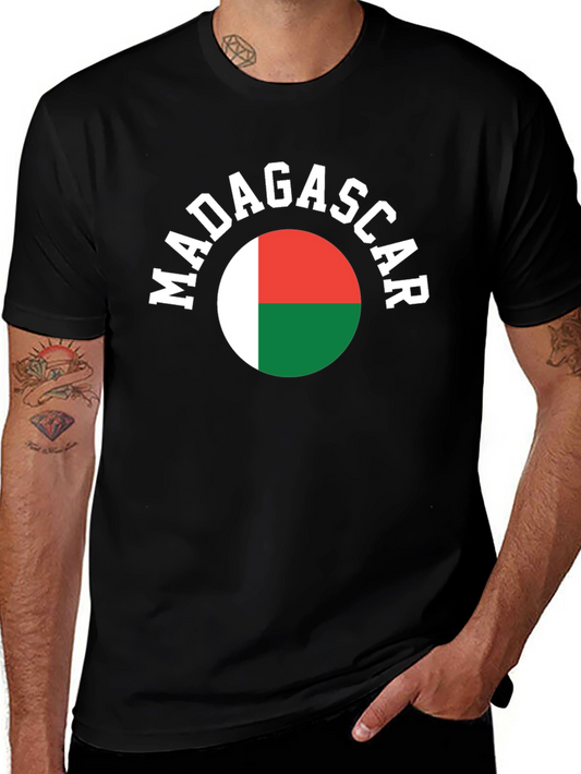 Madagascar Flag T-Shirt -  Mens Black Tee