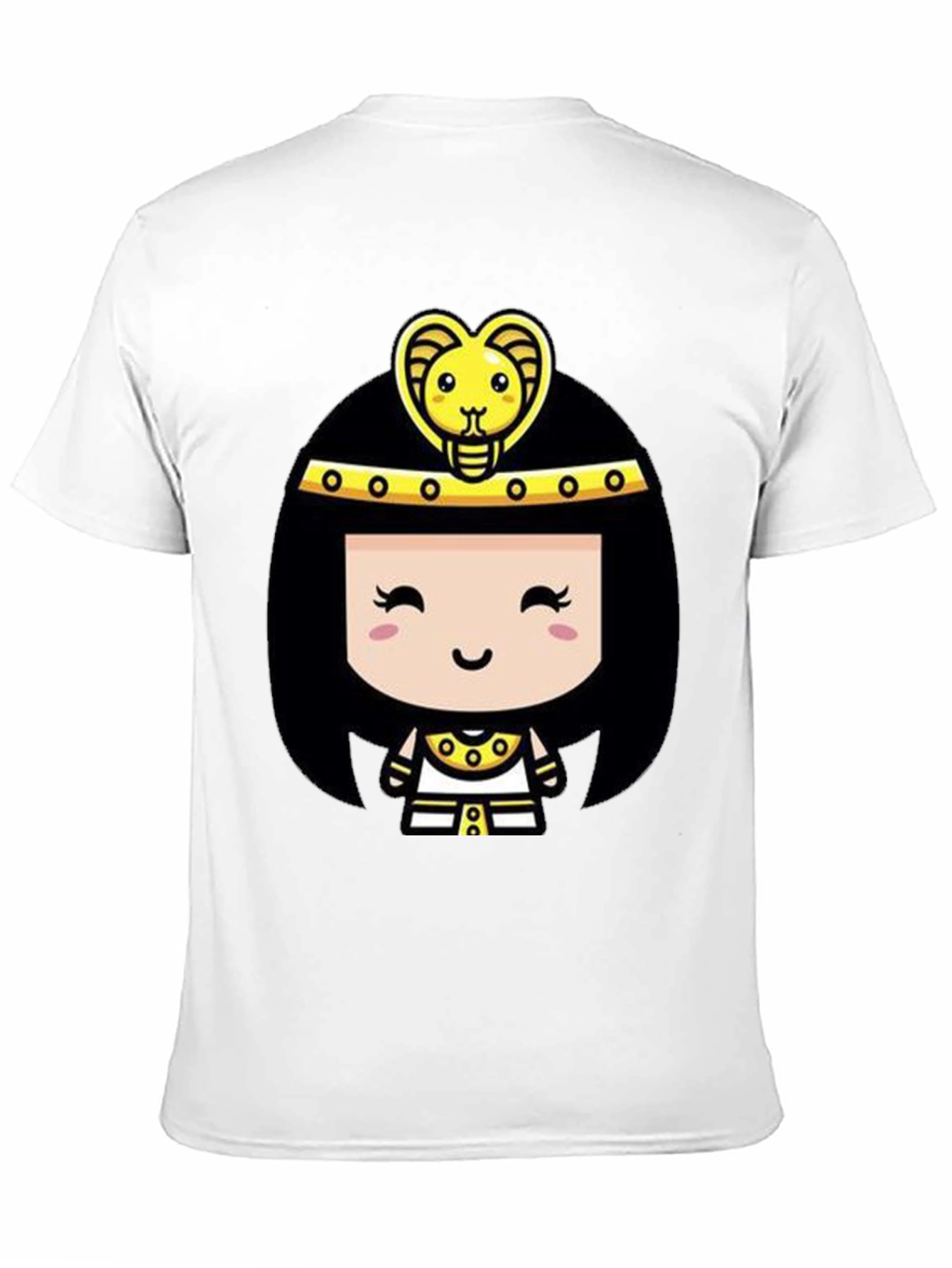 Egyptian Queen Cartoon Graphic Tee - Black Cotton T-Shirt